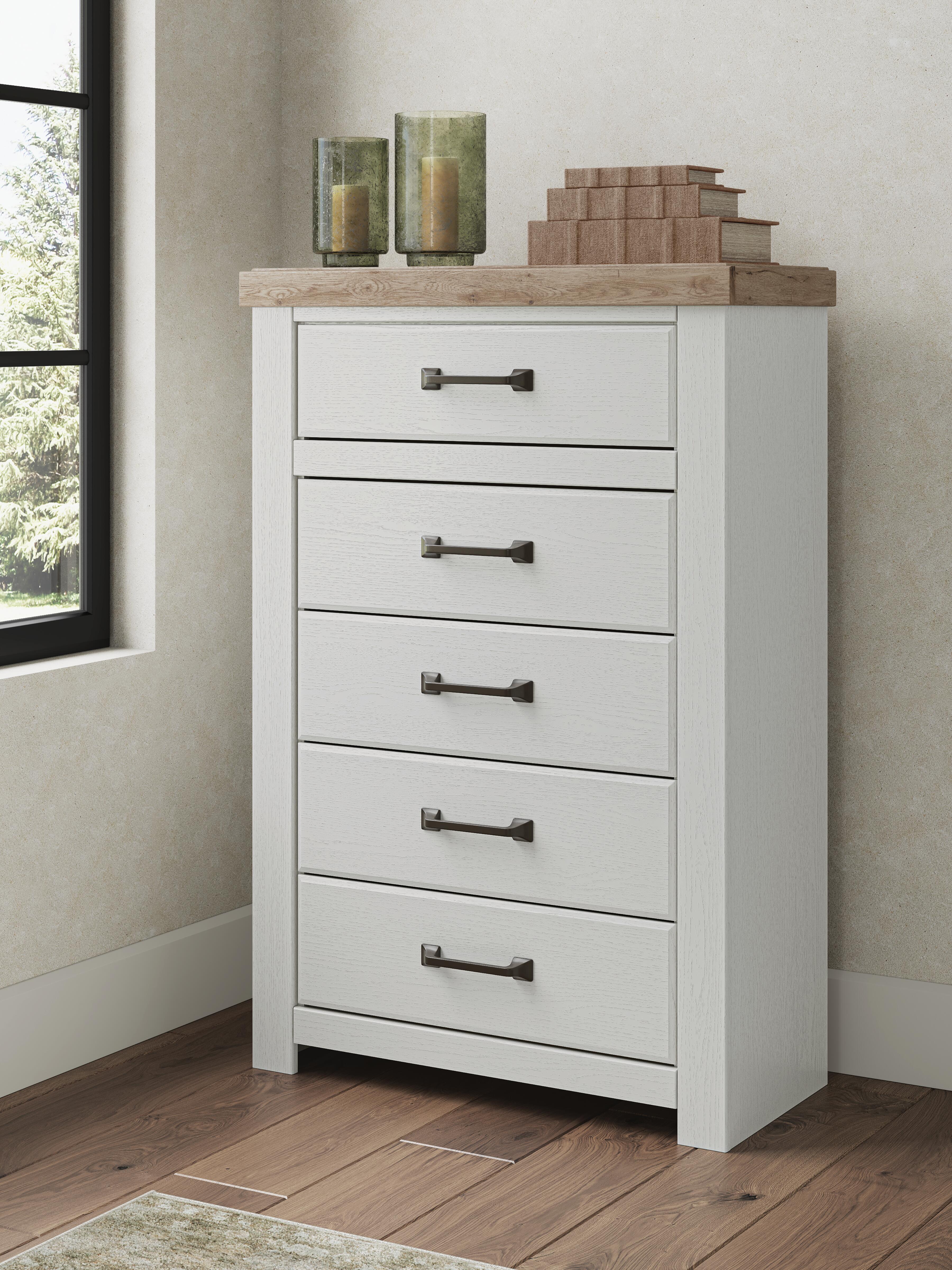 Ashley Furniture Savonport - Five Drawer Chest - White / Brown - Image 2