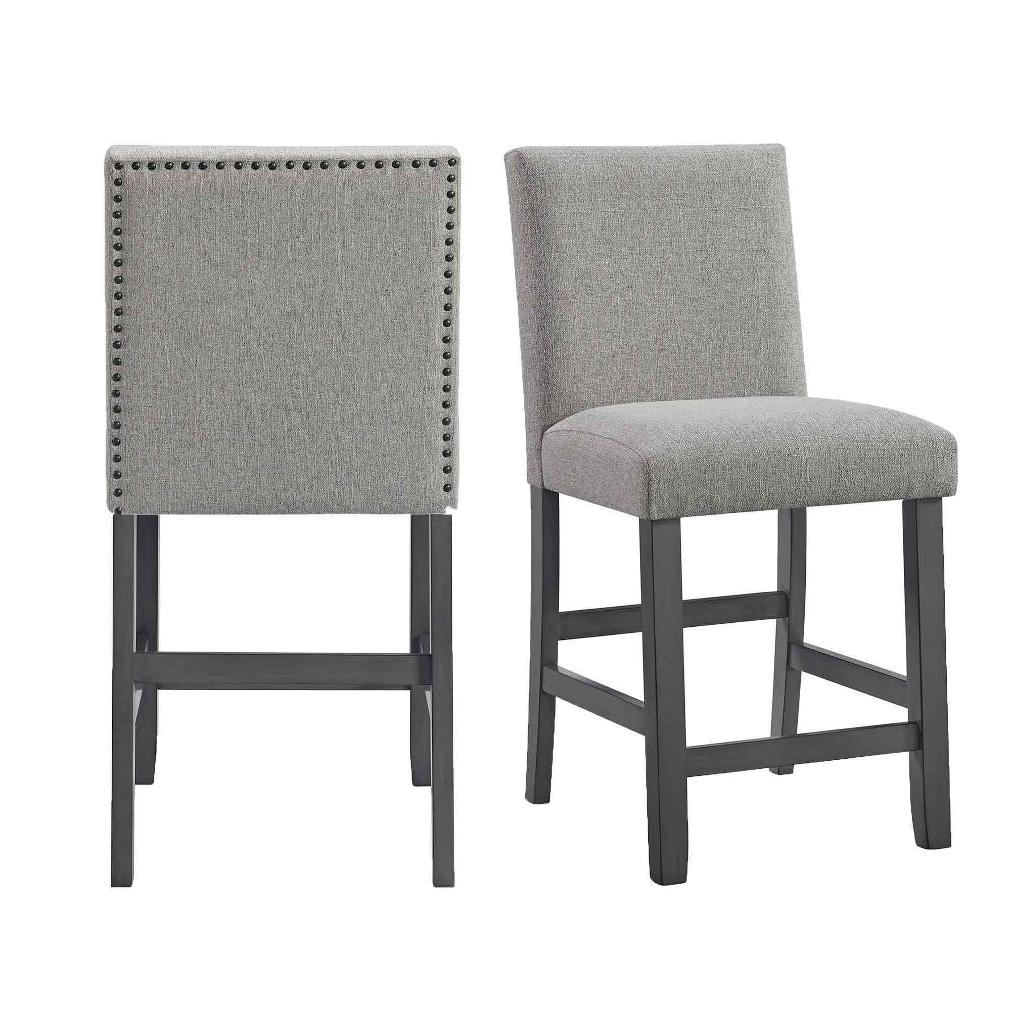 Counter Side Chair With Gray Fabric (Set of 2)