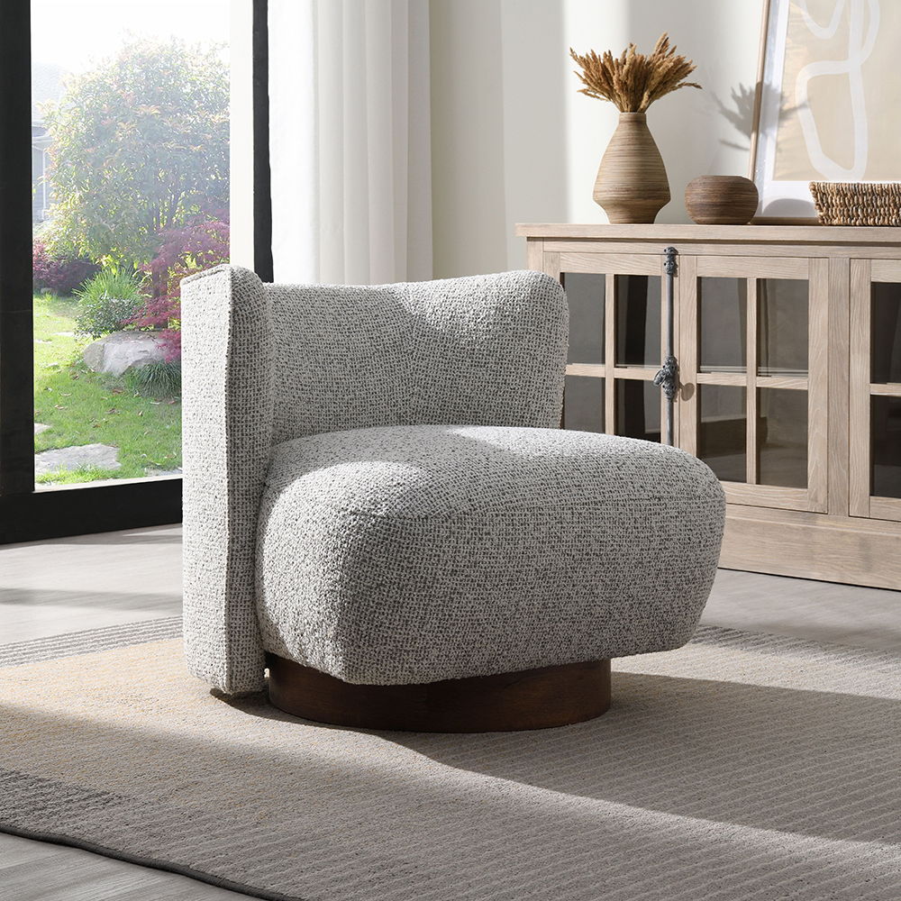 Lisa - Accent Chair - Gray Tweed, light gray