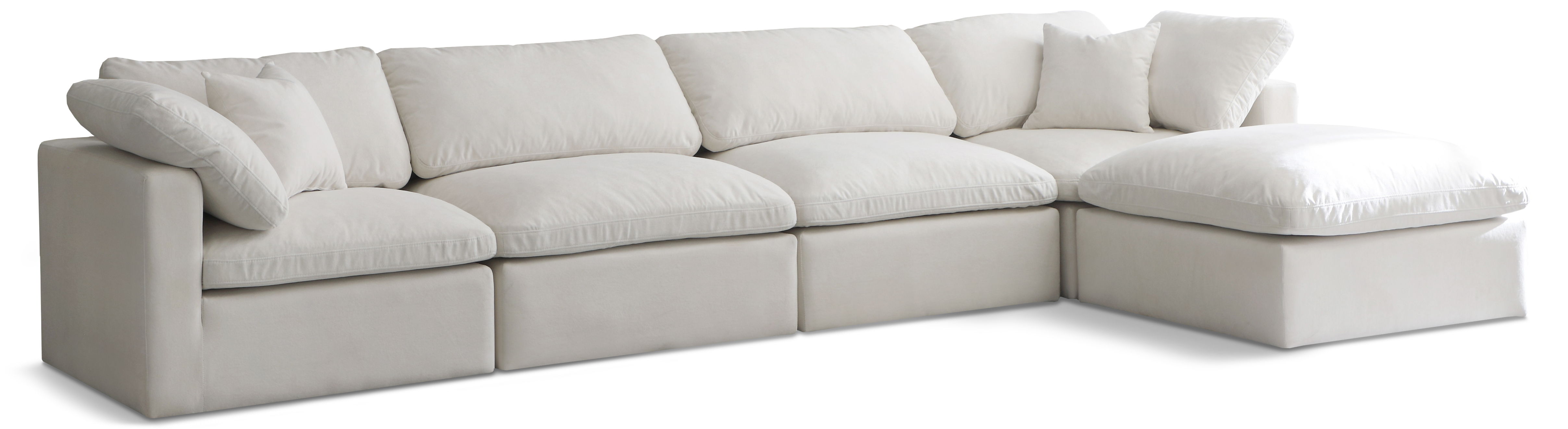 Plush - 5 Piece Modular Sectional With Chaise - Cream