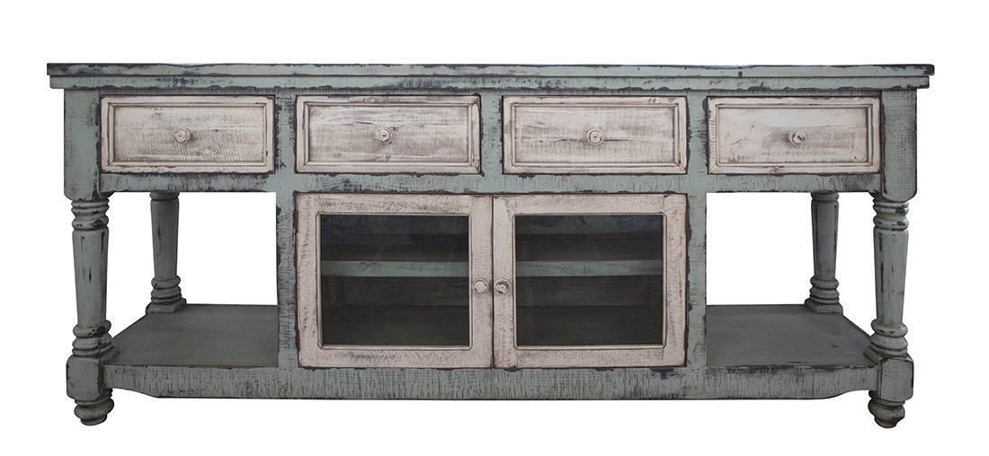 International Furniture Direct Aruba - TV Stand / Console With 4 Drawers And 2 Doors - Sky Blue