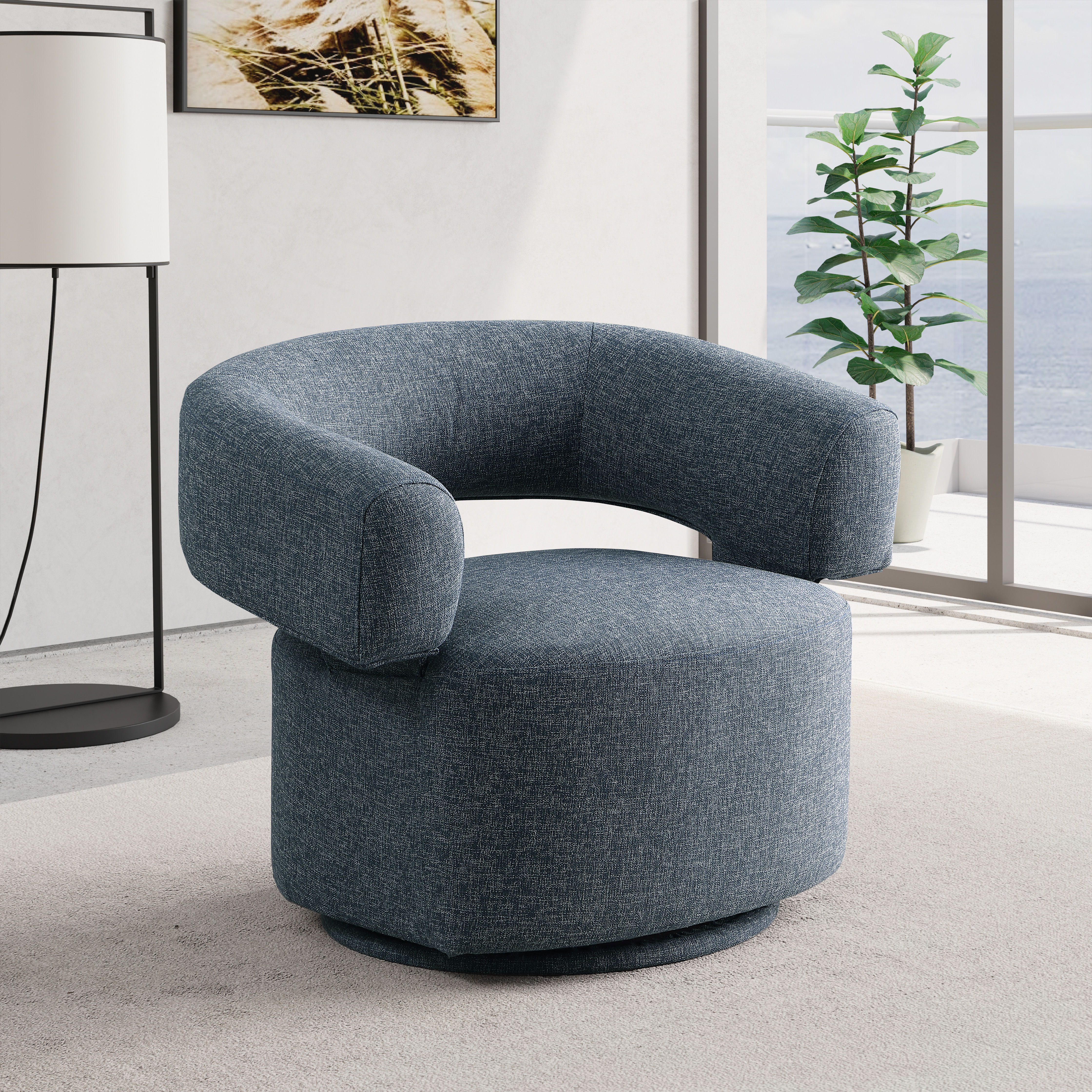 Niya - Swivel Accent Chair - Blue