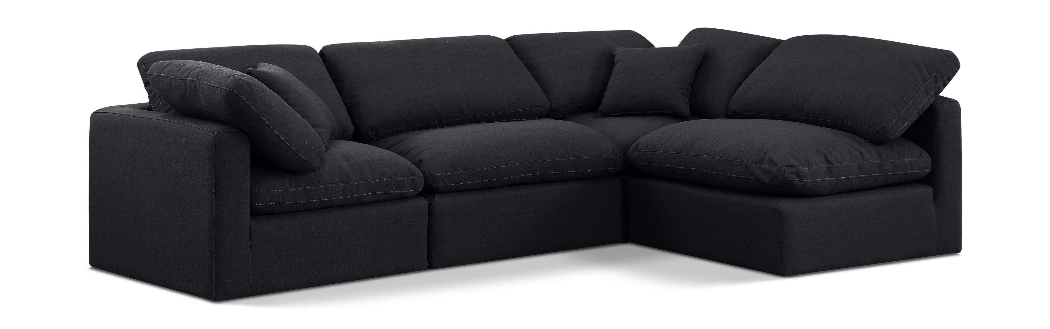 Indulge - Linen 4 Piece Modular Sectional - Black