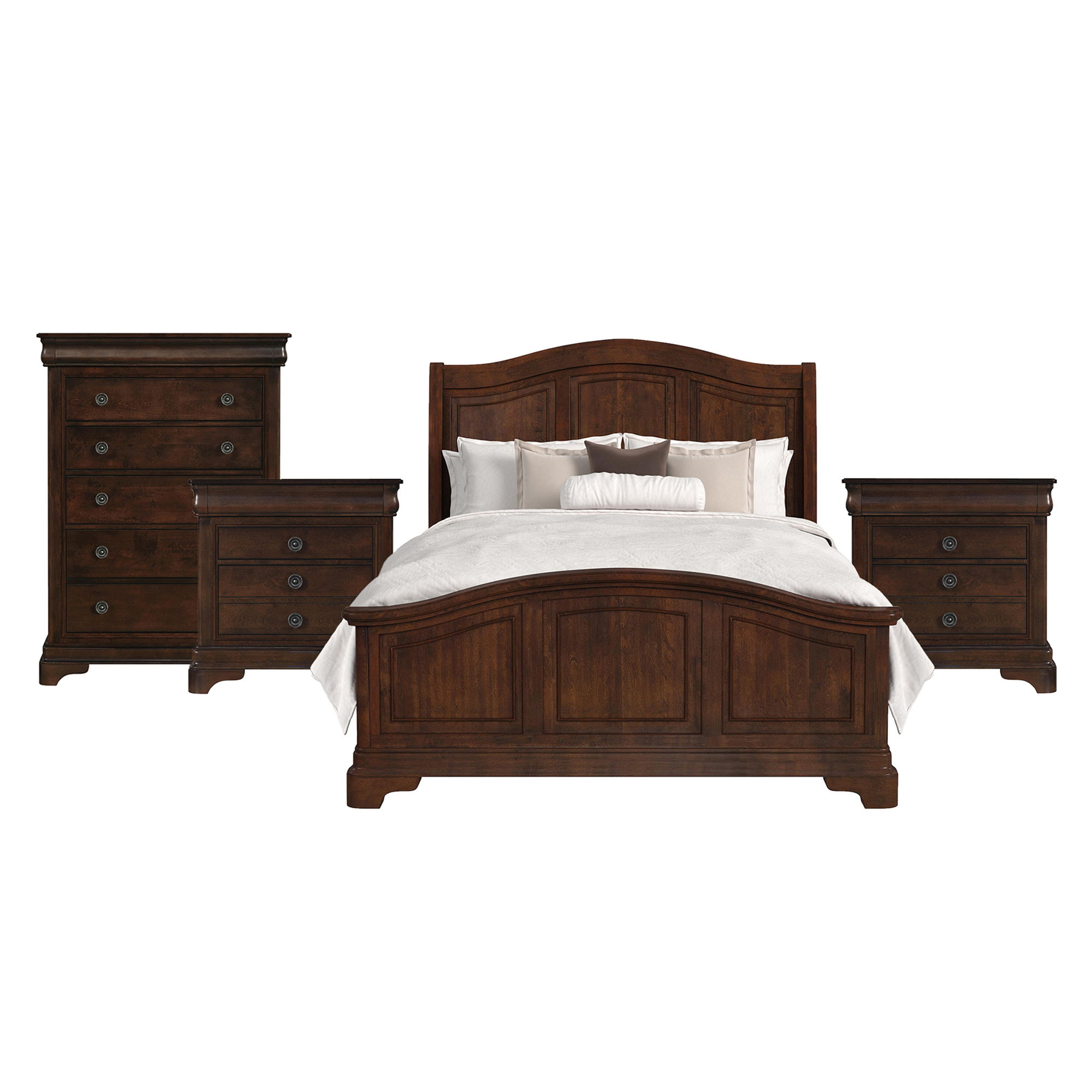 Queen · 4 Pc · Bedroom Set With 2 Nightstands & Chest