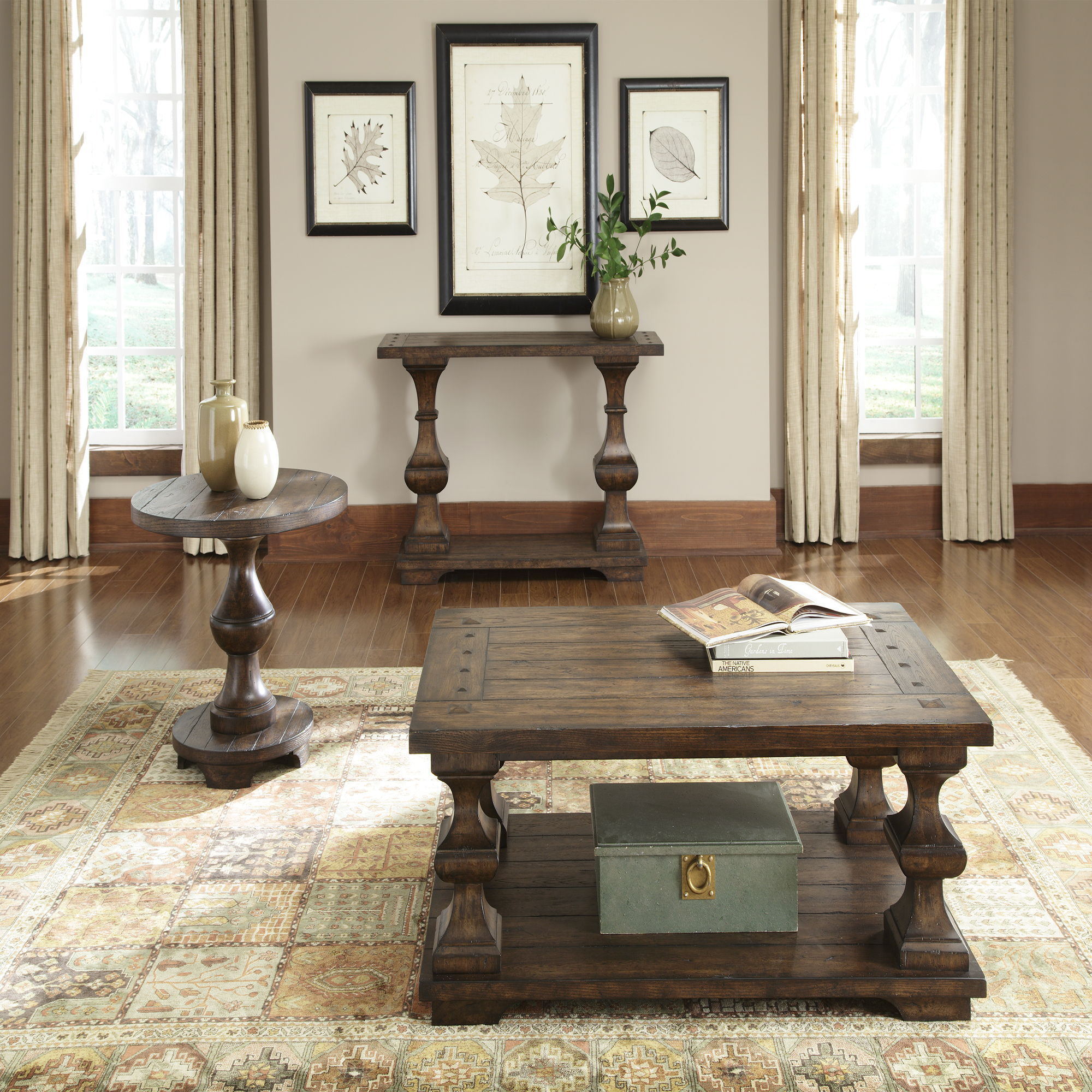 Liberty Furniture Sedona - 3 Piece Table Set (1 Cocktail 2 End Tables) - Dark Brown