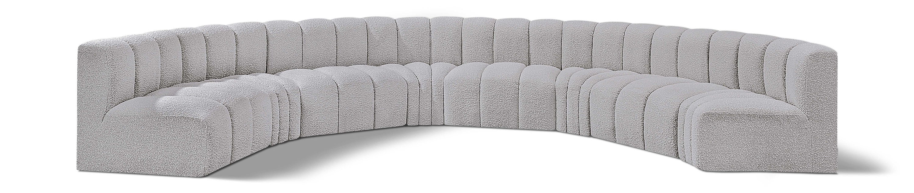 Arc - Boucle Fabric 8 Piece U-Shaped Modular Sofa - Gray