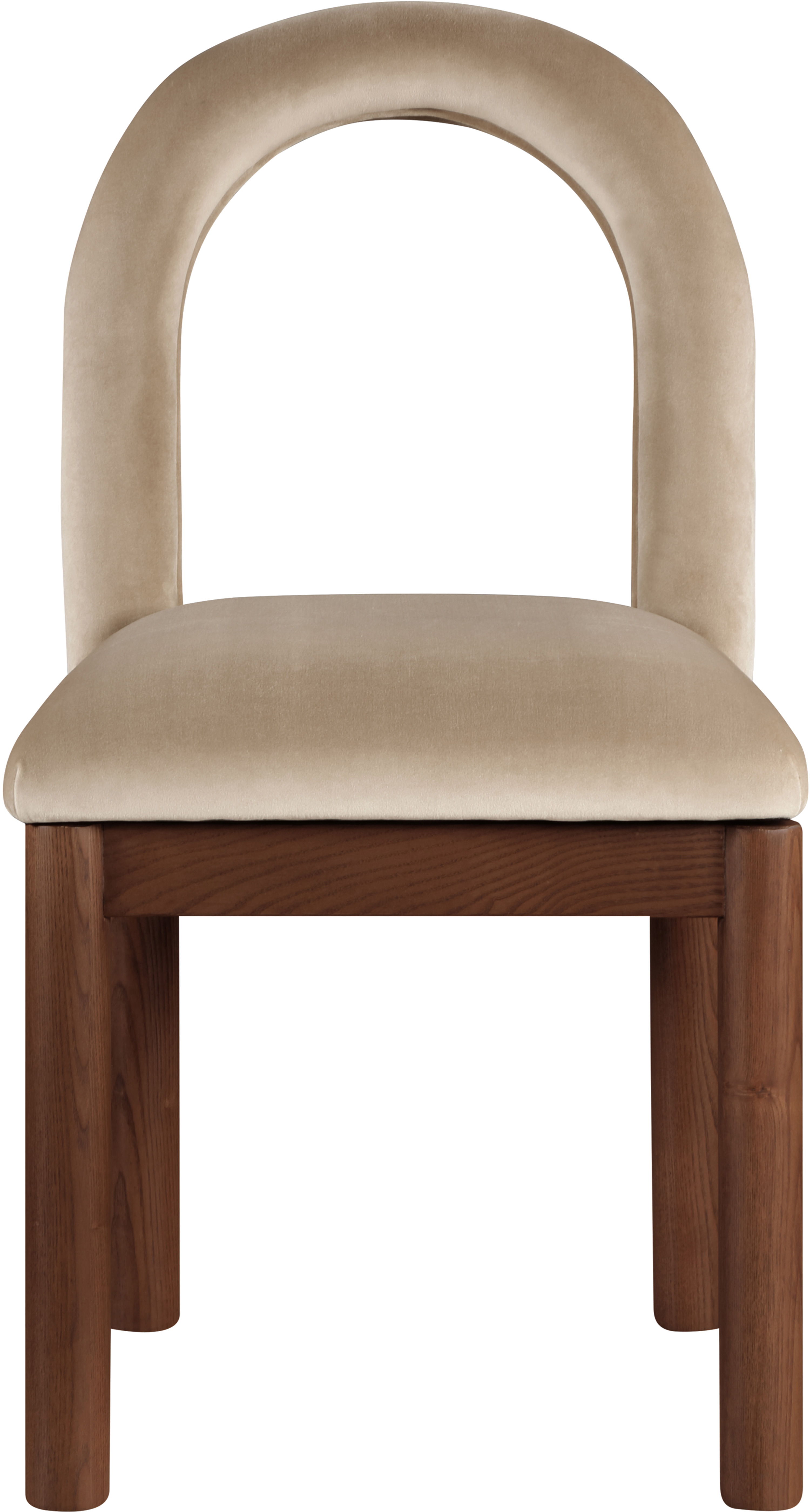 Conrad - Velvet Dining Chair With Brown Legs - Beige