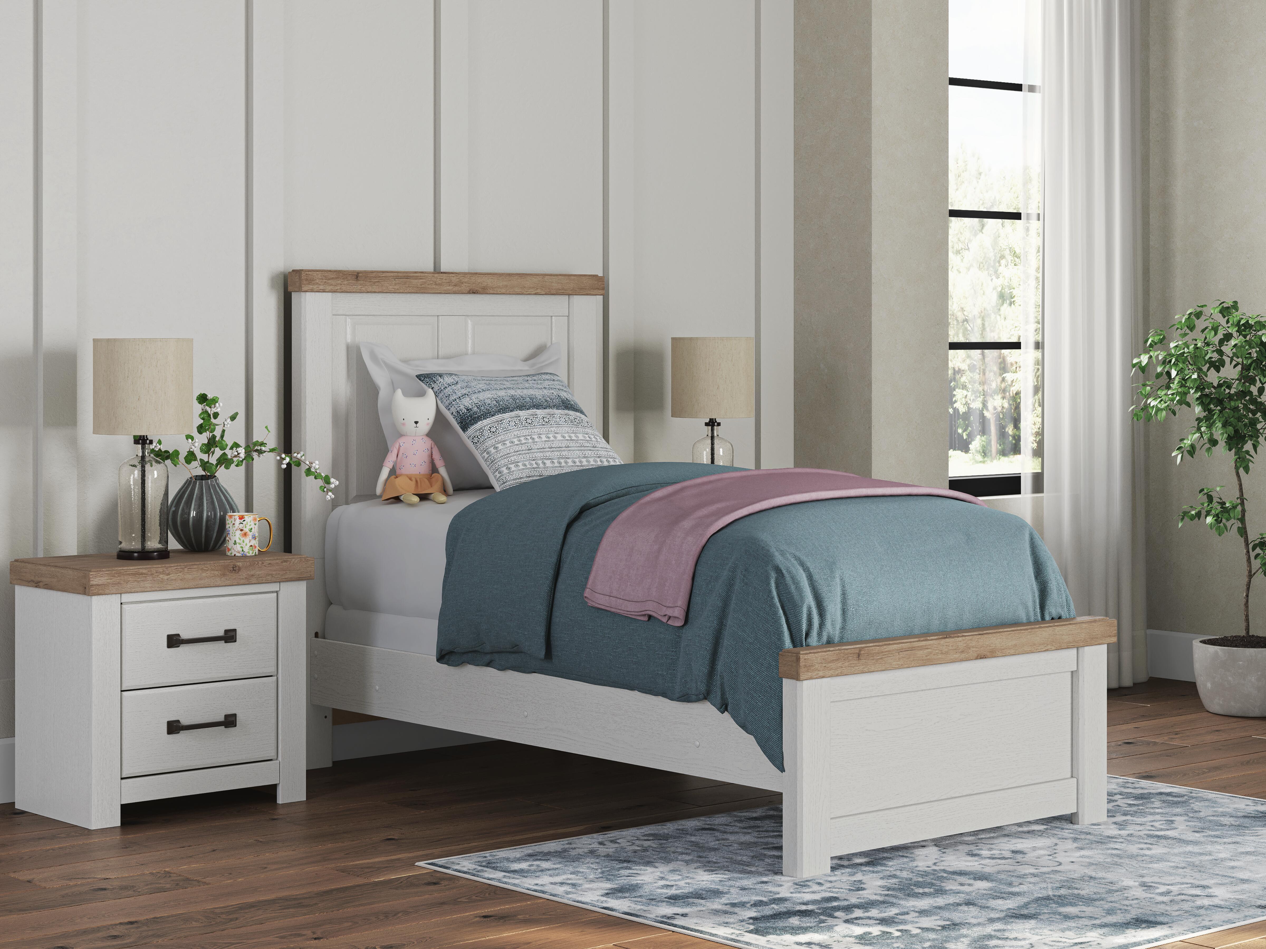 Savonport - Twin Panel Bed - White / Brown