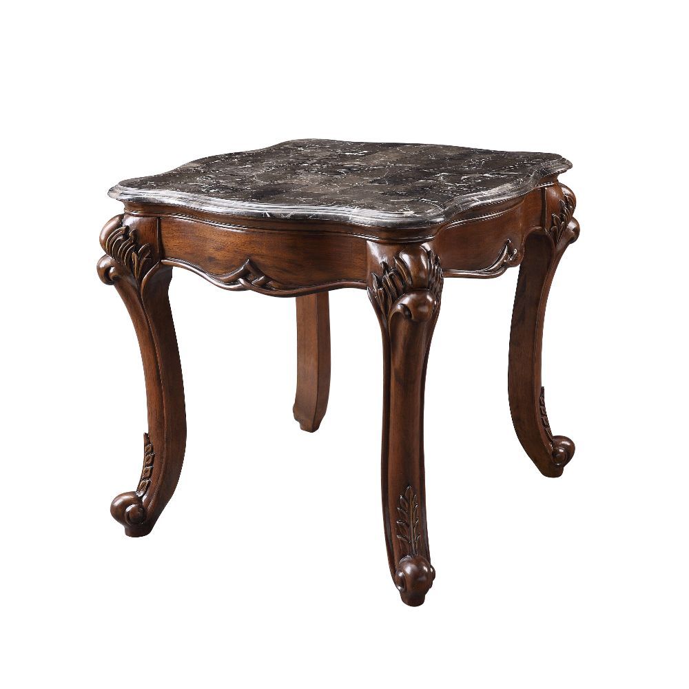 Miyeon - End Table - Marble Top & Cherry, dark brown