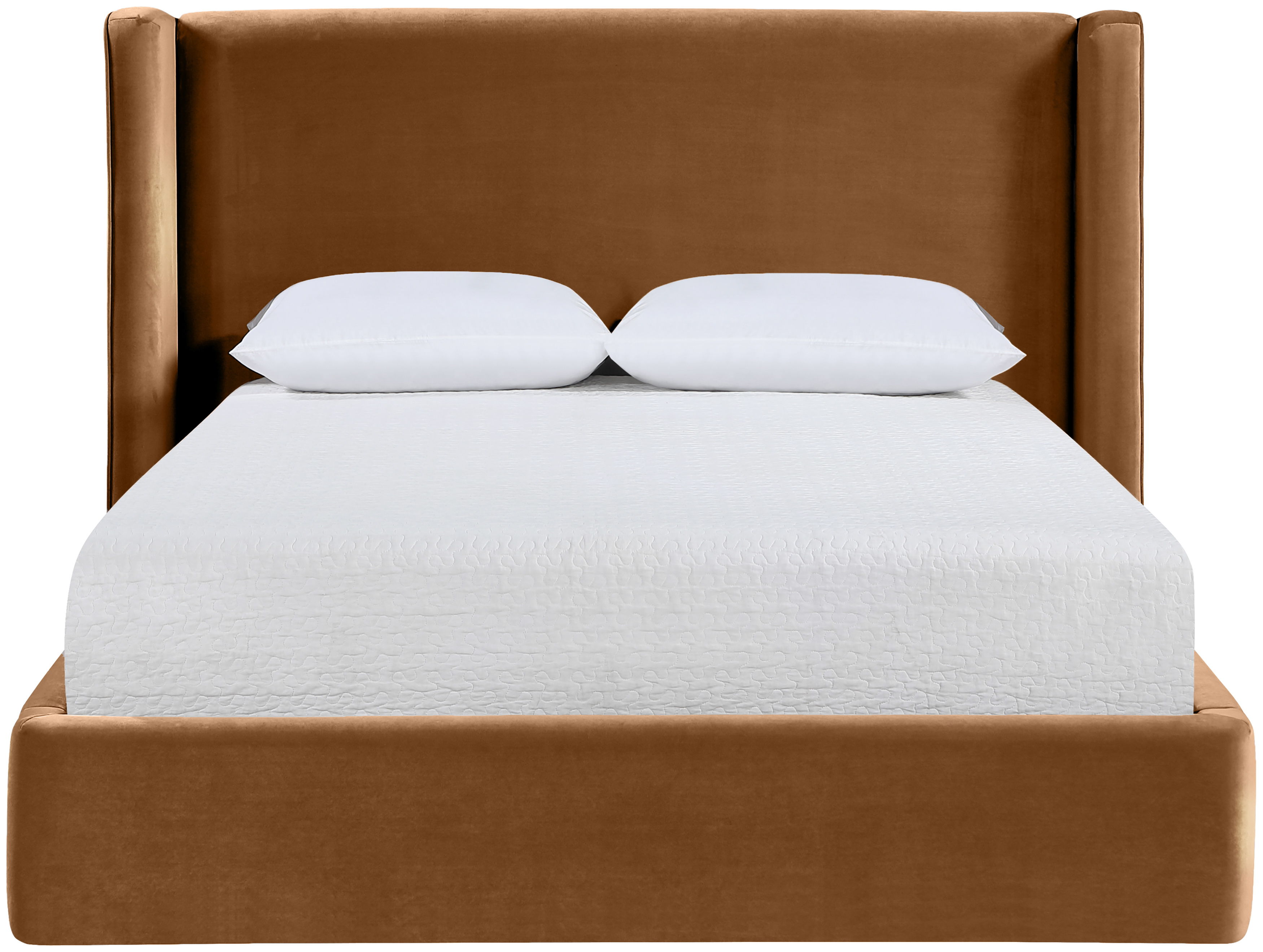 Kendall - Velvet Upholstered Queen Bed - Saddle