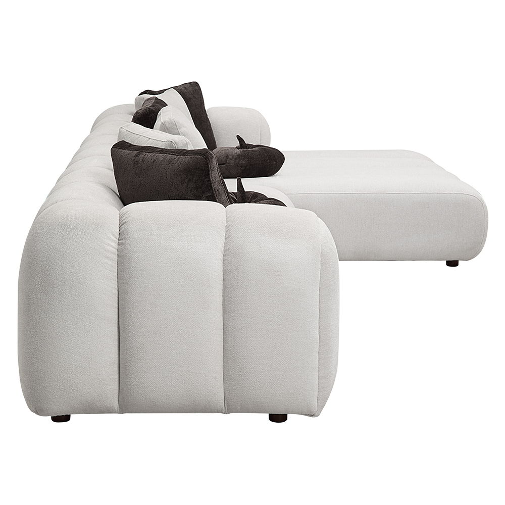 Manilla - Sectional Sofa With 8 Pillows - Ivory White Linen, white, view 2