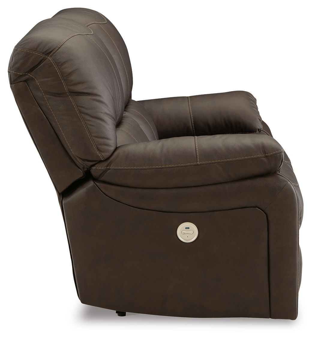Ashley Furniture Leesworth - Reclining Power Loveseat - Dark Brown - Image 5