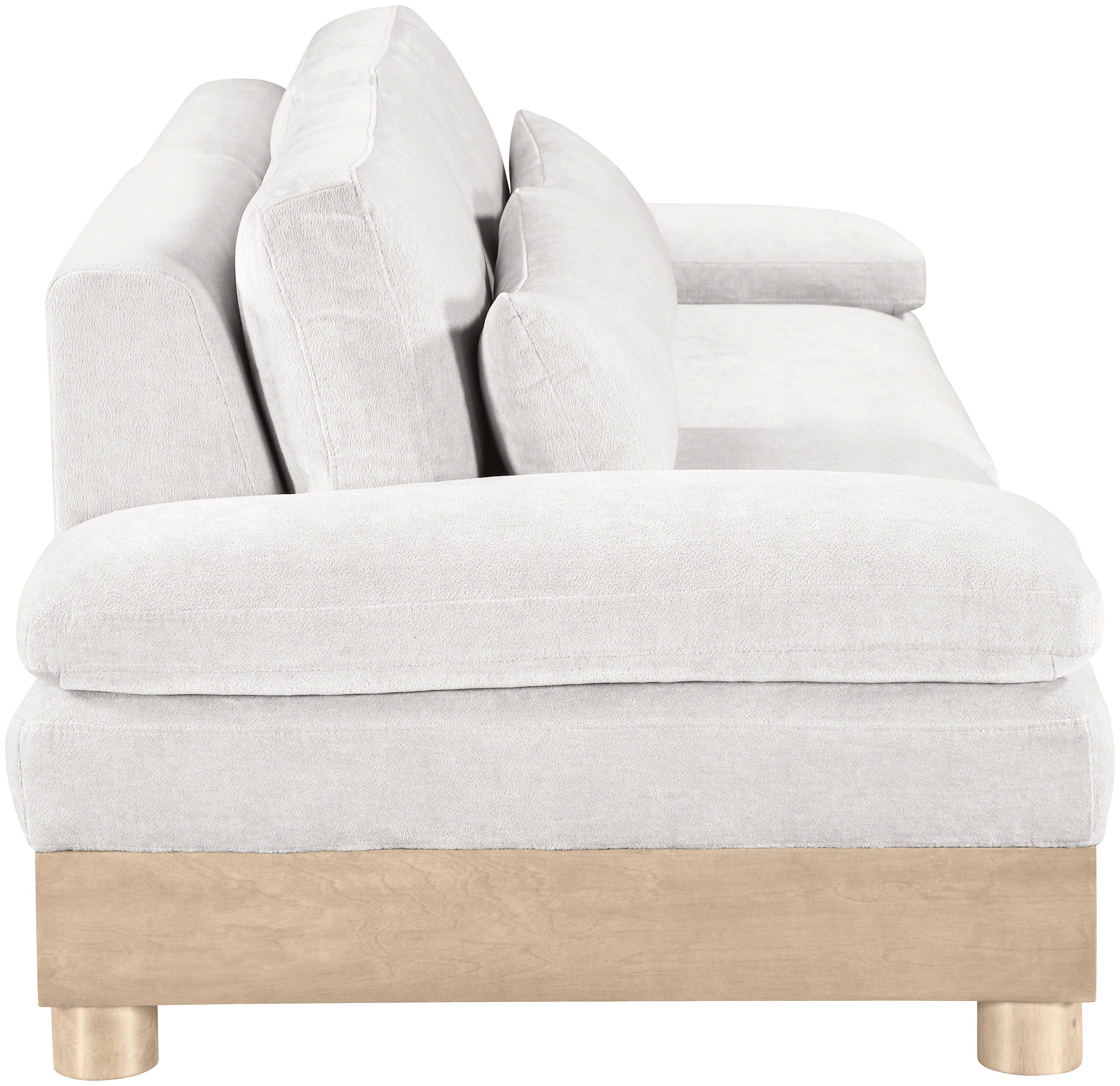 Turin - 95.5" Chenille Fabric Upholstered 2 Piece Modular Loveseat - Cream / Natural Oak
