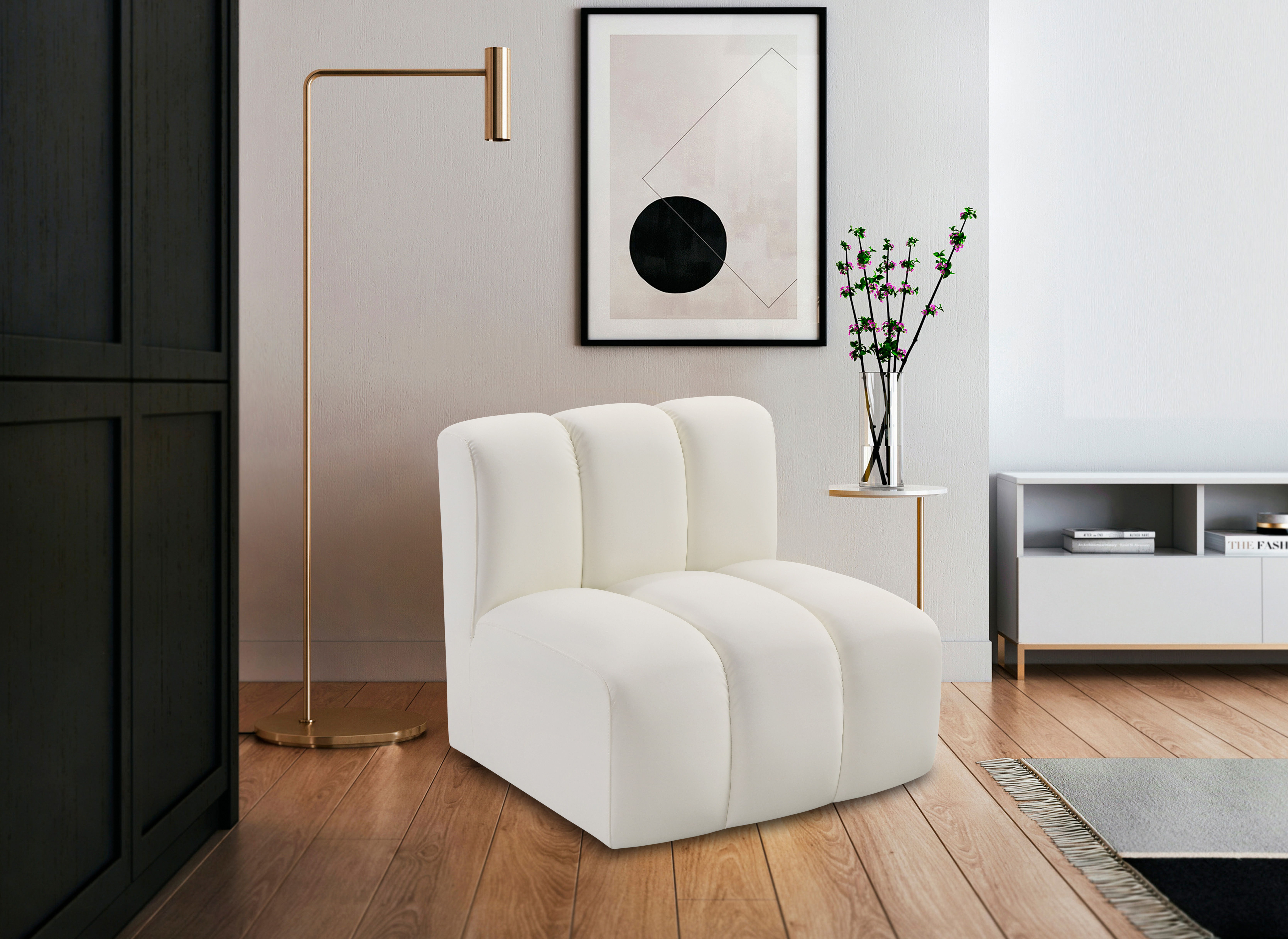 Arc - Faux Leather Straight Chair - Cream