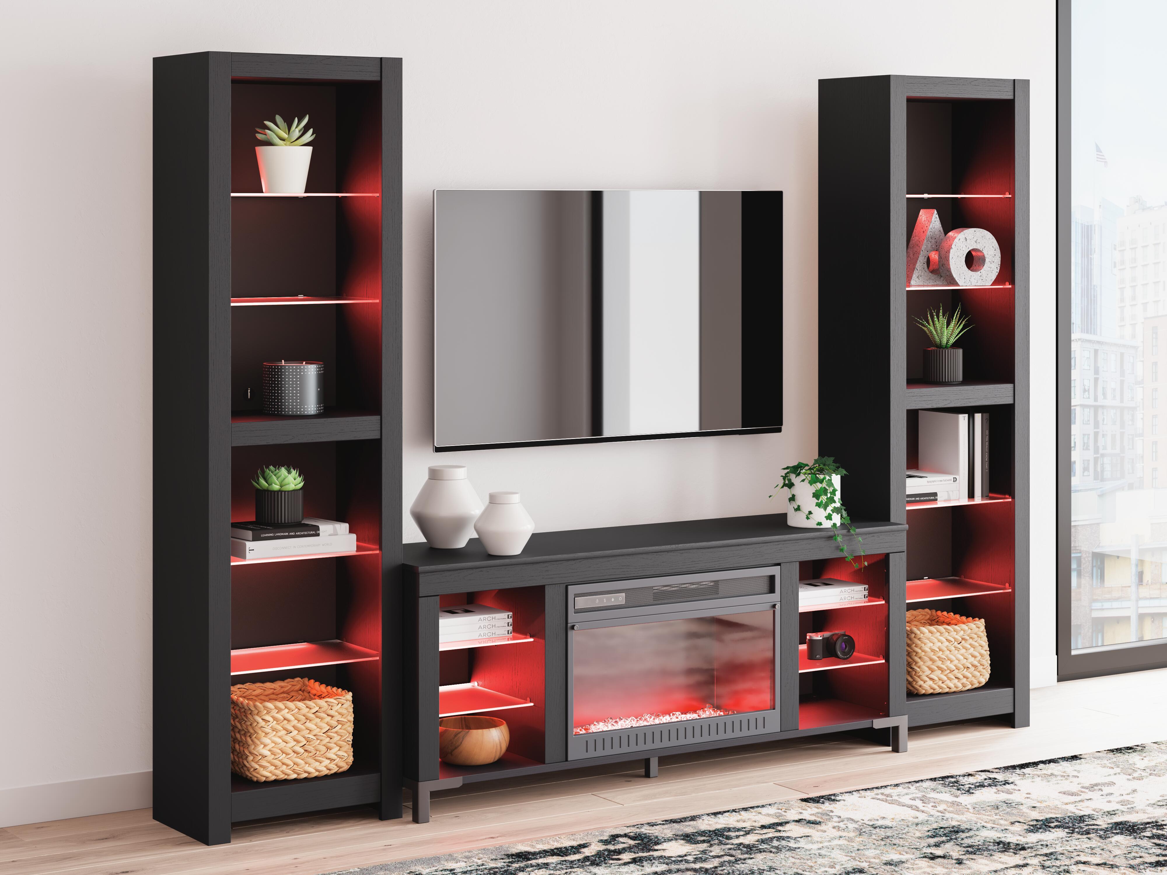 Ashley Furniture Cayberry - 3-Piece Entertainment Center With Electric Fireplace - Black - Image 9