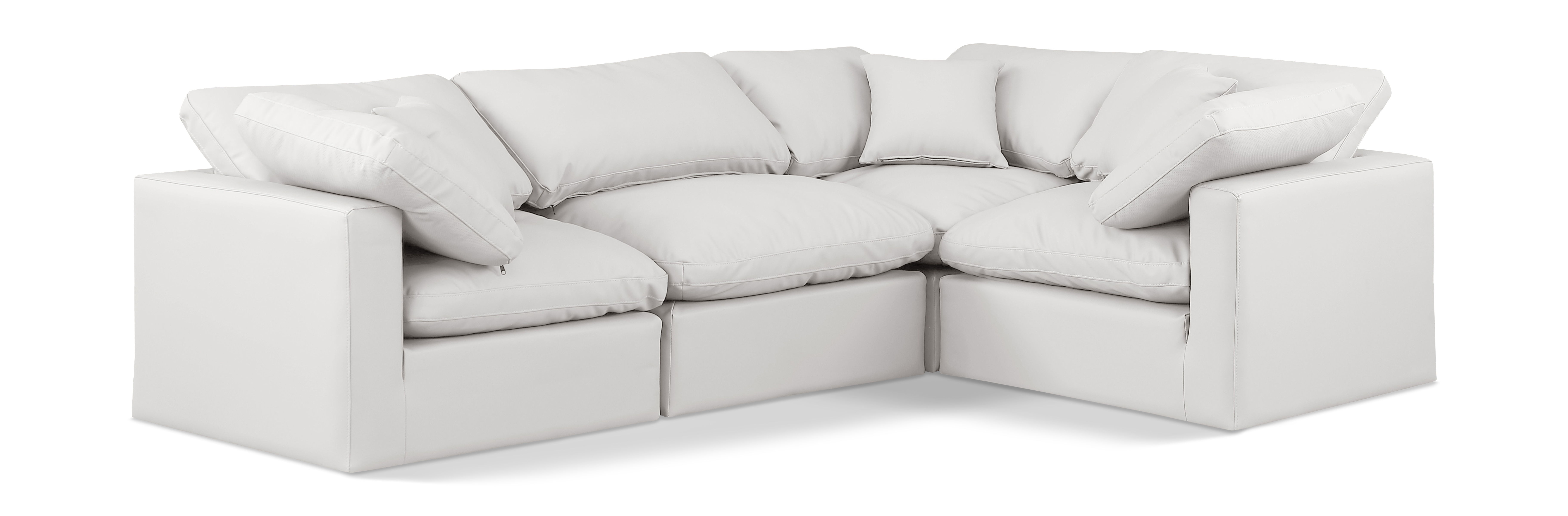 Indulge - Faux Leather 4 Piece Modular Corner Sectional - Cream