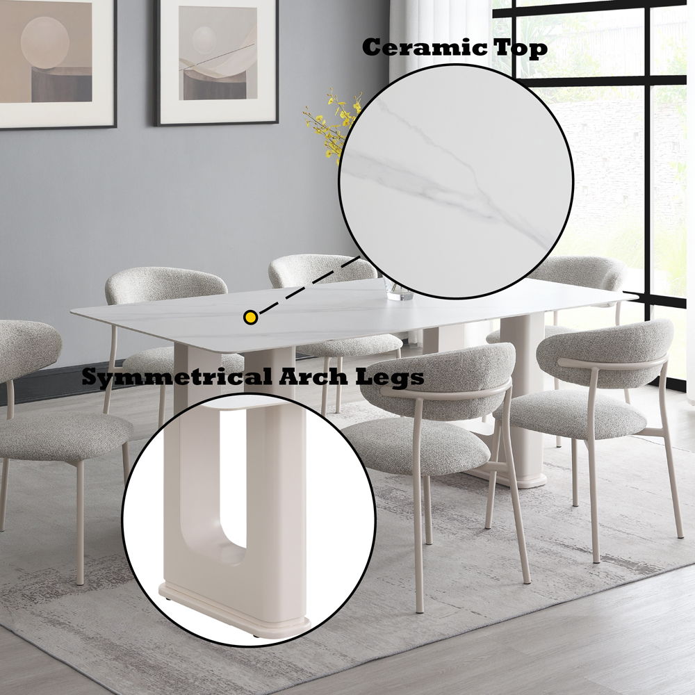 Kalam - Dining Table - Ceramic Top & Beige, beige, view 6