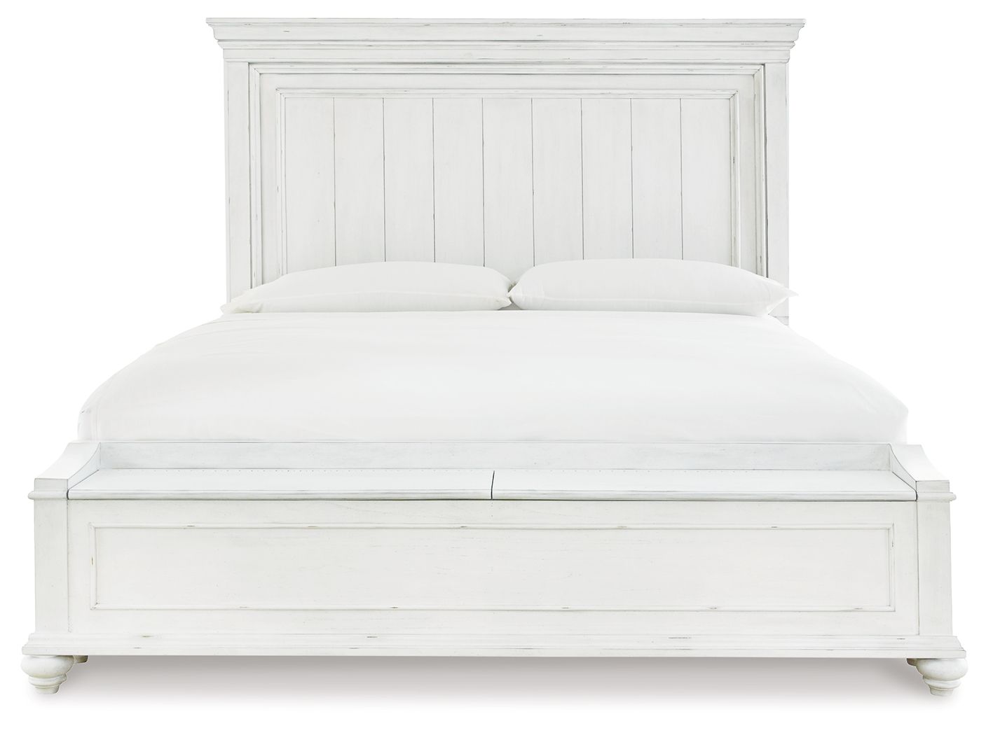 Ashley Furniture Kanwyn - Queen Panel Bed With Storage Bench - Whitewash - Image 9