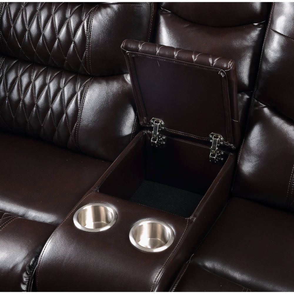 Braylon - Motion Sofa - Brown Synthetic Leather, dark brown, view 6