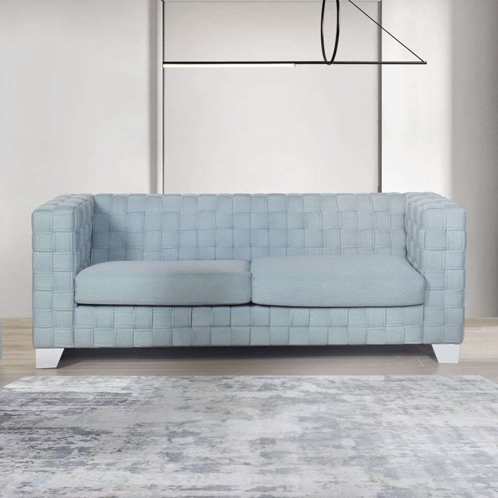 Saree - Sofa - Light Teal Chenille & White, light blue