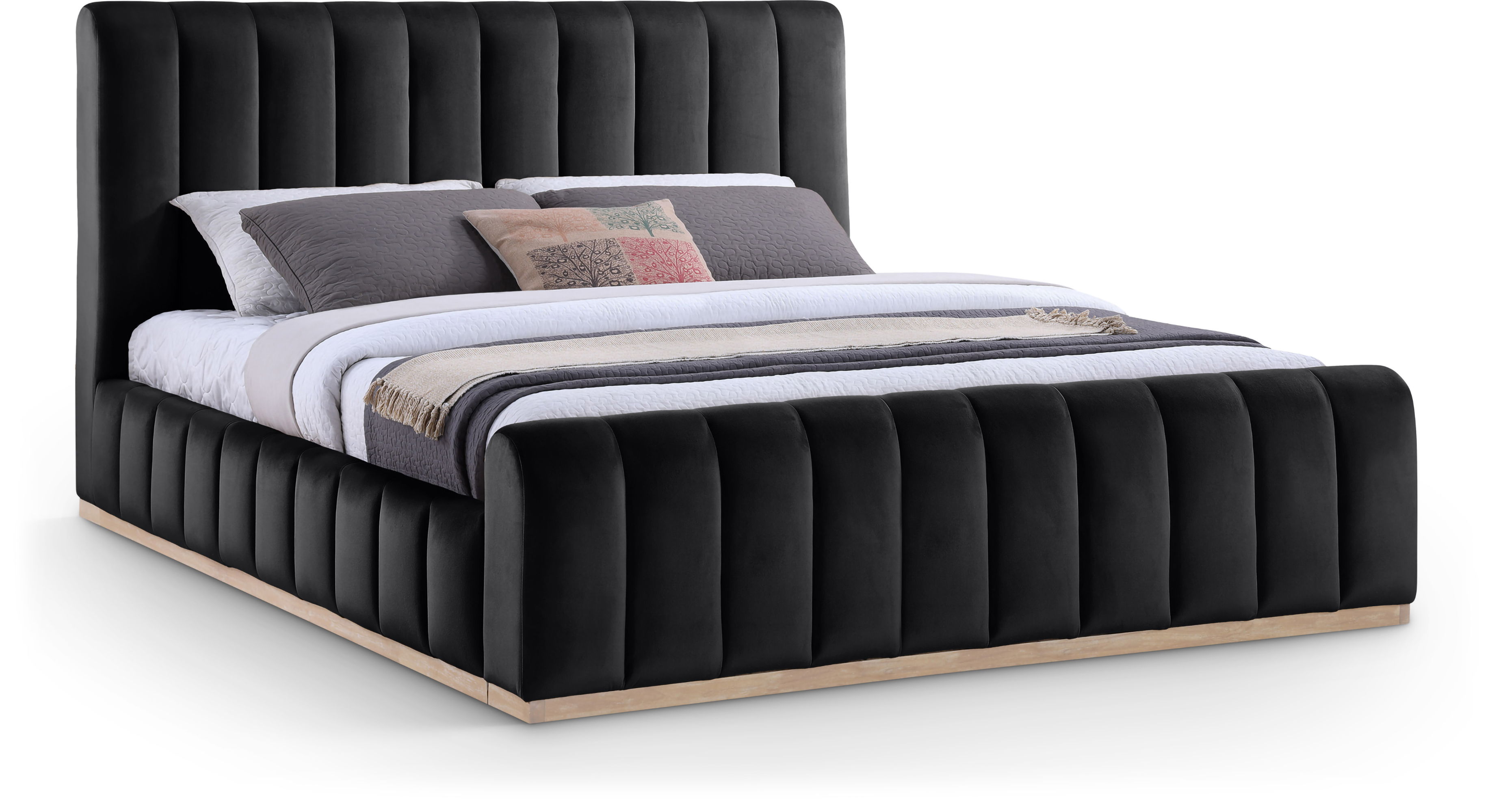Amara - Velvet King Bed - Black