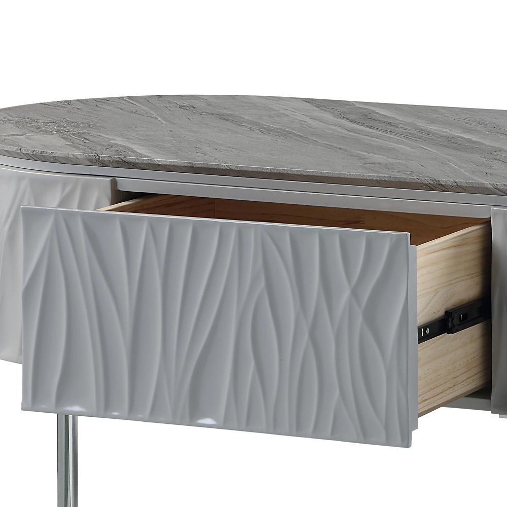 Yukino - Coffee Table - Gray High Gloss & Chrome, gray, view 5
