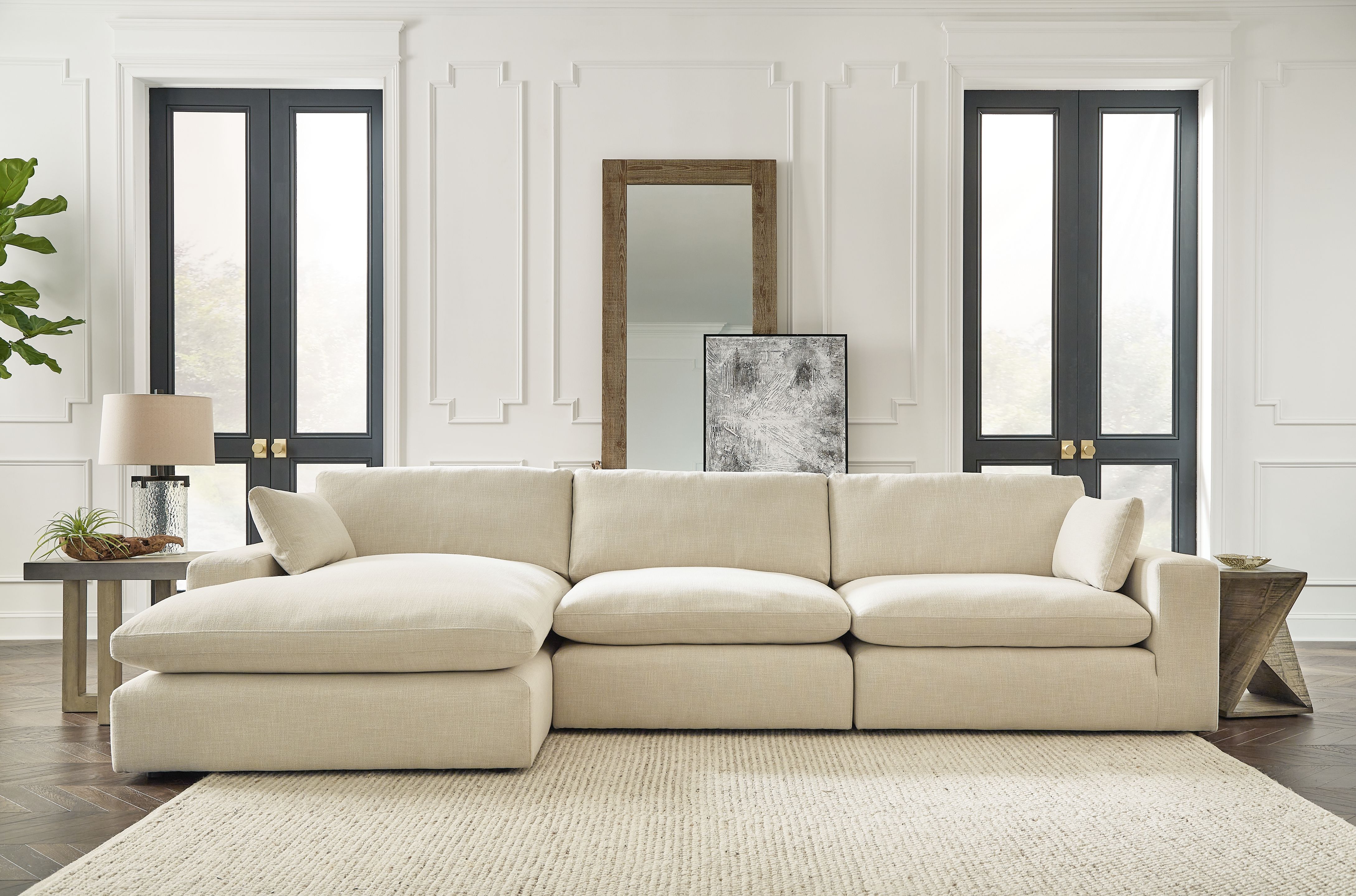 Ashley Furniture Elyza - Left Arm Facing Corner Chaise 3 Pc Sectional - Linen - Image 3