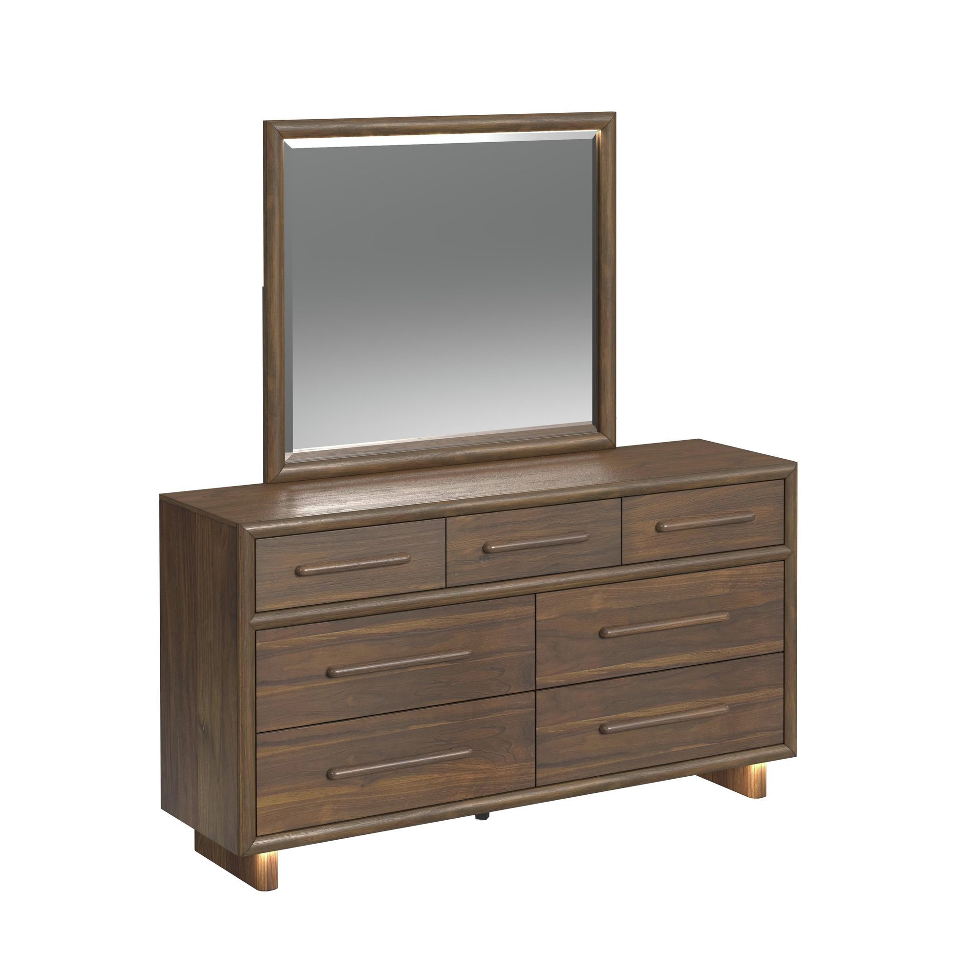 Brisbane - Dresser And Mirror Set With LED - Brown