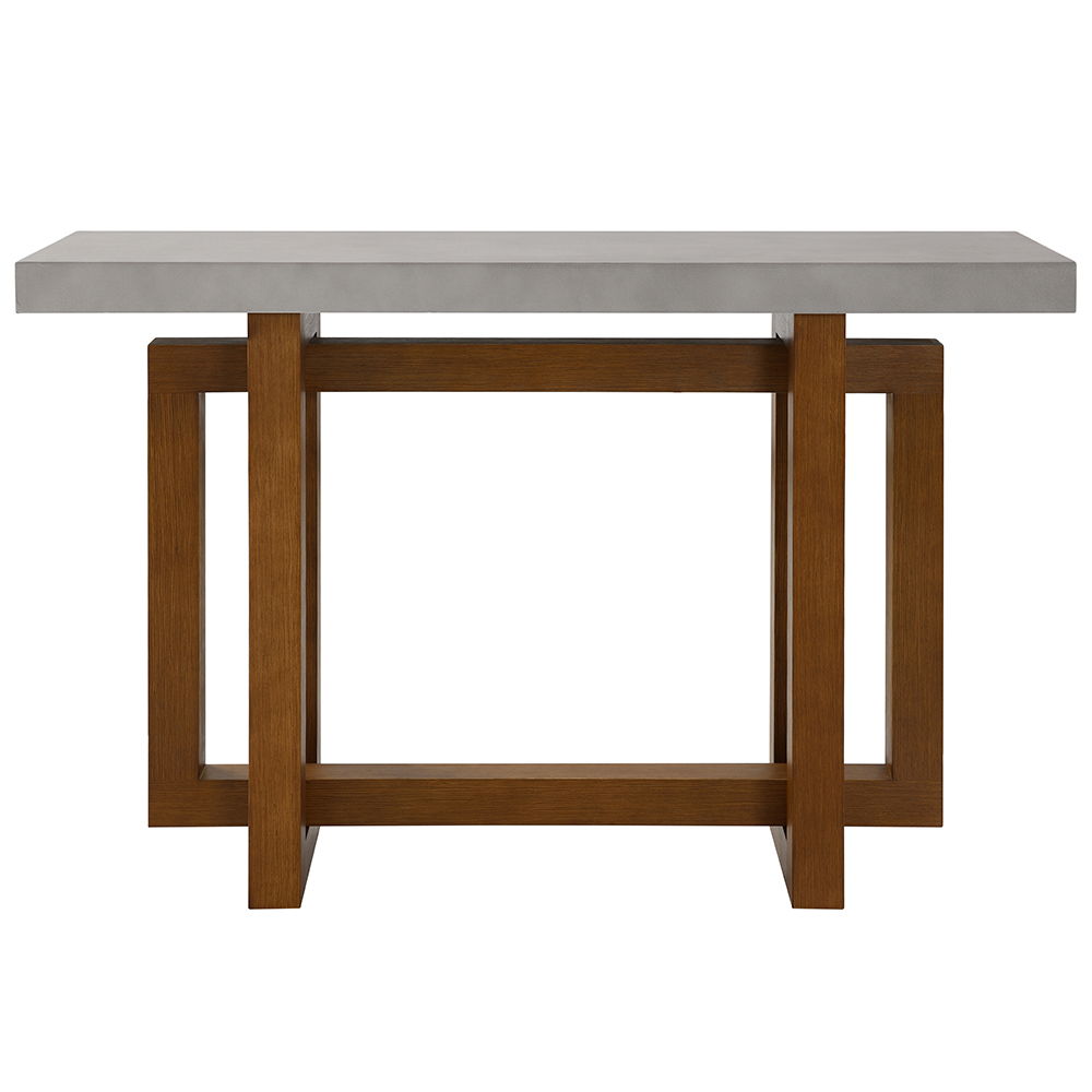 Keven - Sofa Table - Faux Concrete Top & Walnut, light brown, view 7