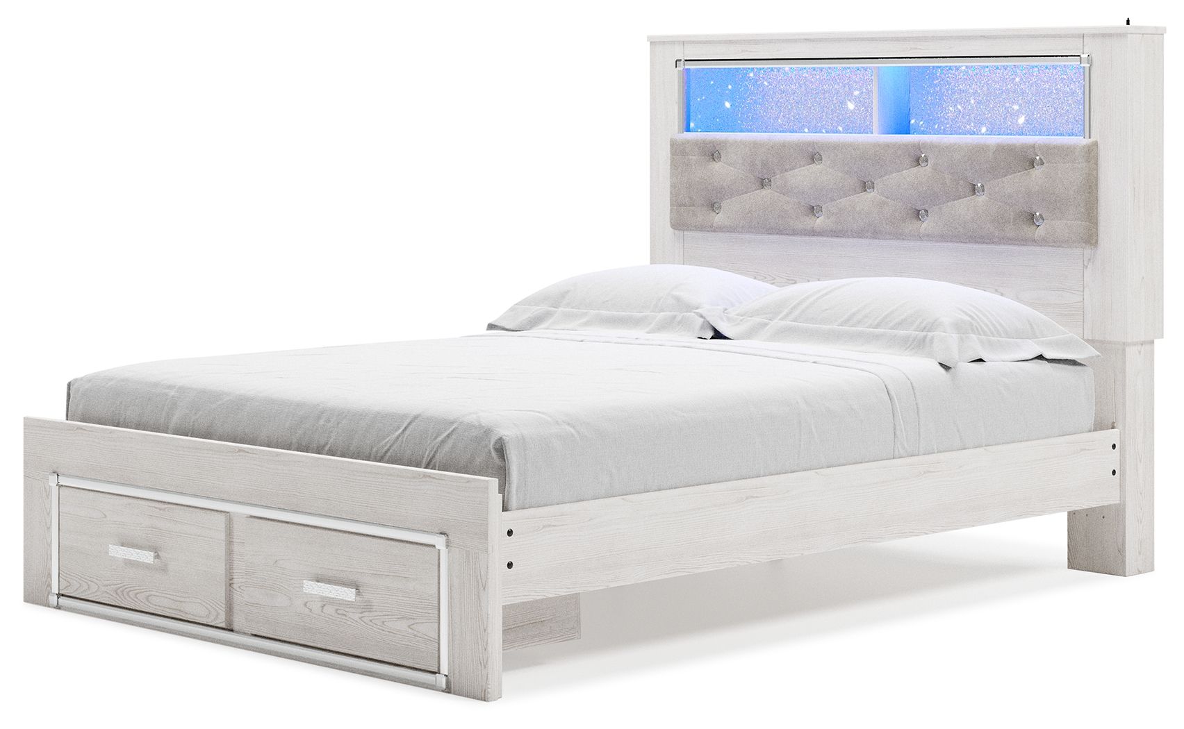 Altyra - Queen Panel Bookcase Bed With Footboard Storage - White