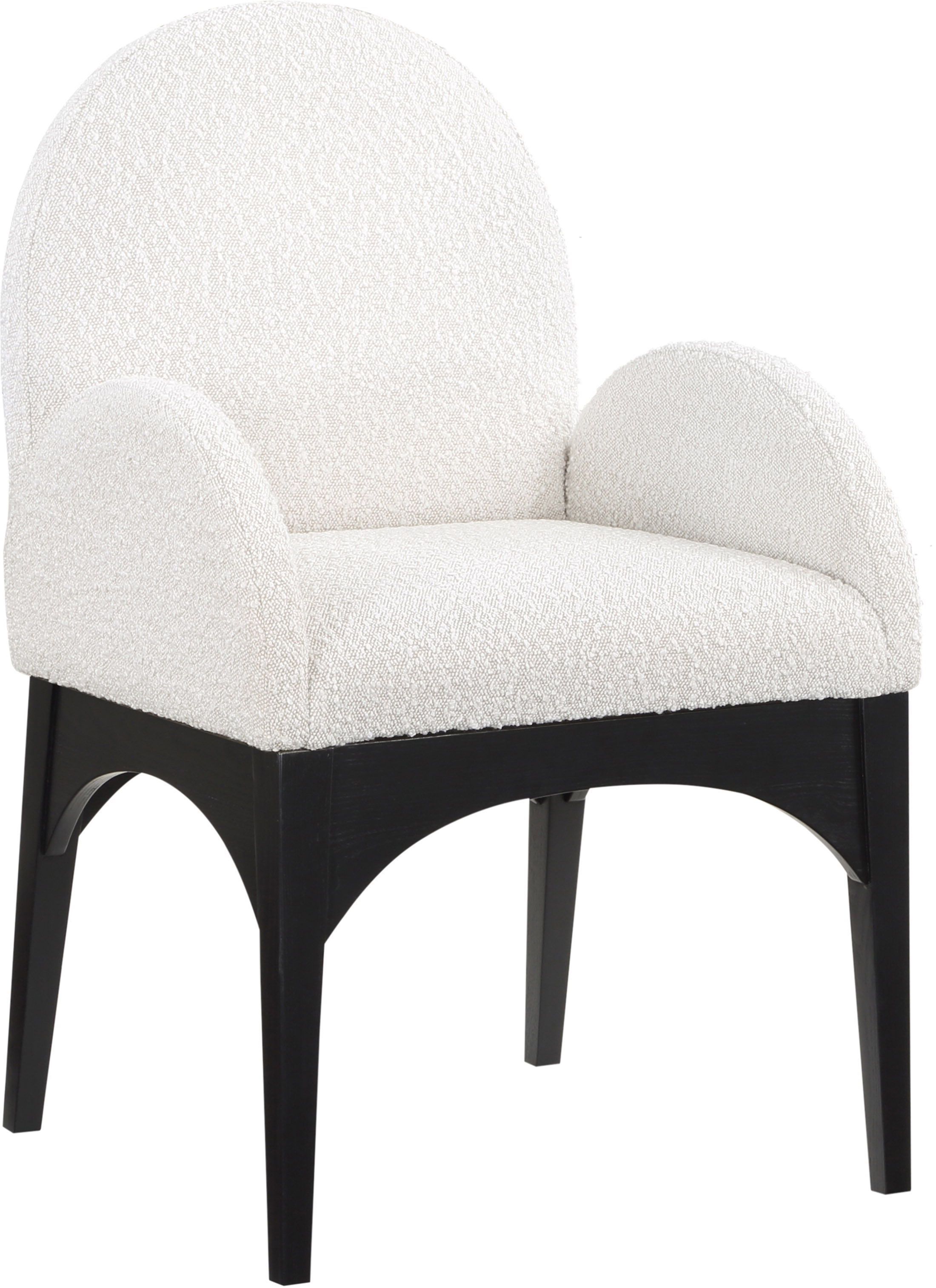 Waldorf - Boucle Dining Arm Chair With Black Legs - Cream