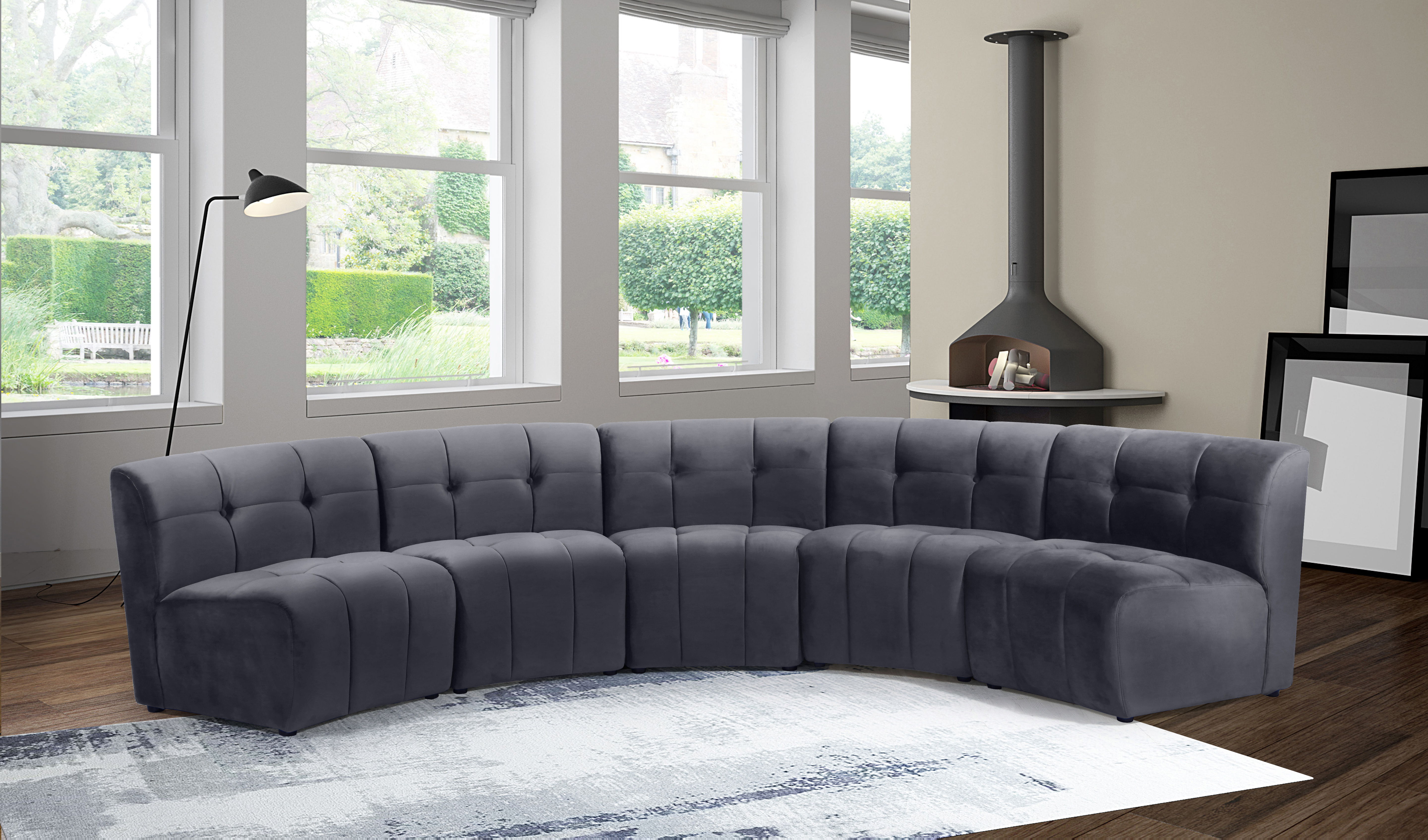 Limitless - 5 Piece Modular Sectional - Gray