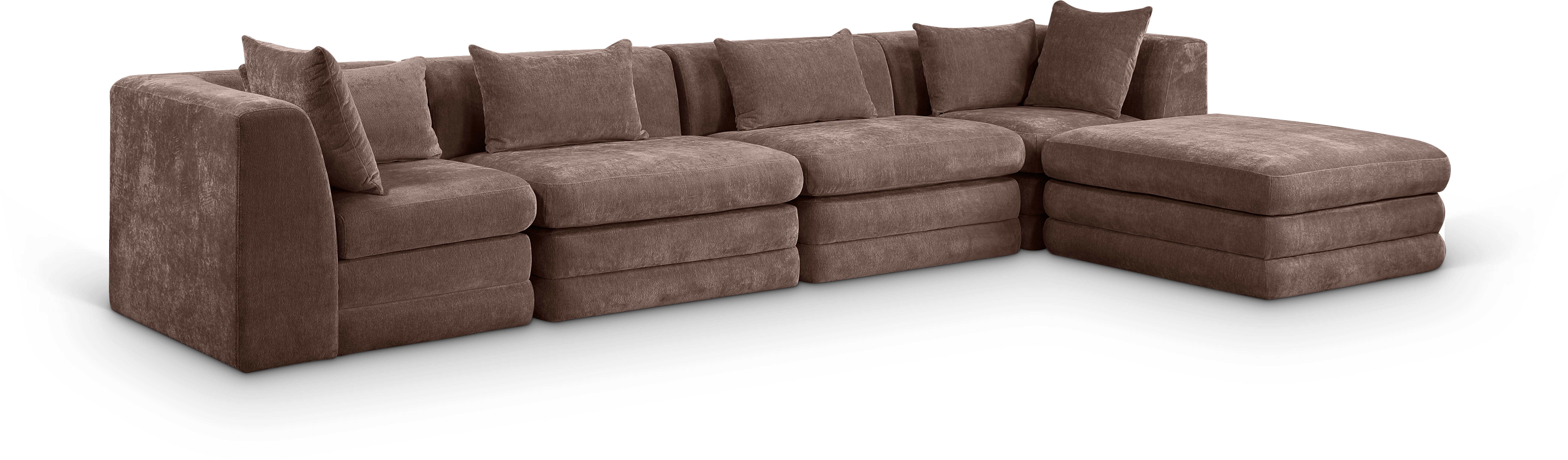 5 Pc · Chenille Fabric 152" Upholstered Modular Sectional
