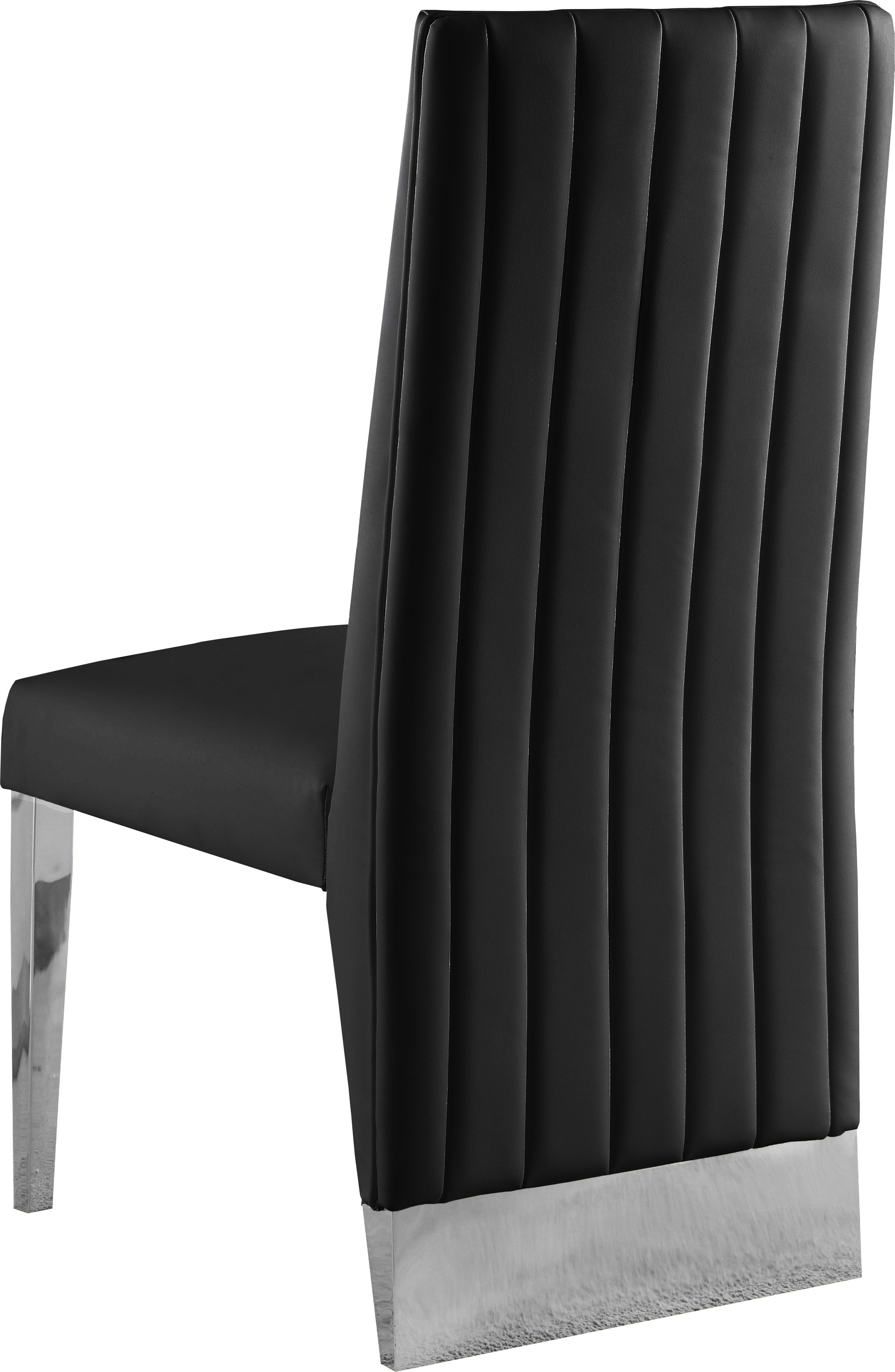 Porsha - Faux Leather And Rich Chrome Dining Chair (Set of 2) - Black