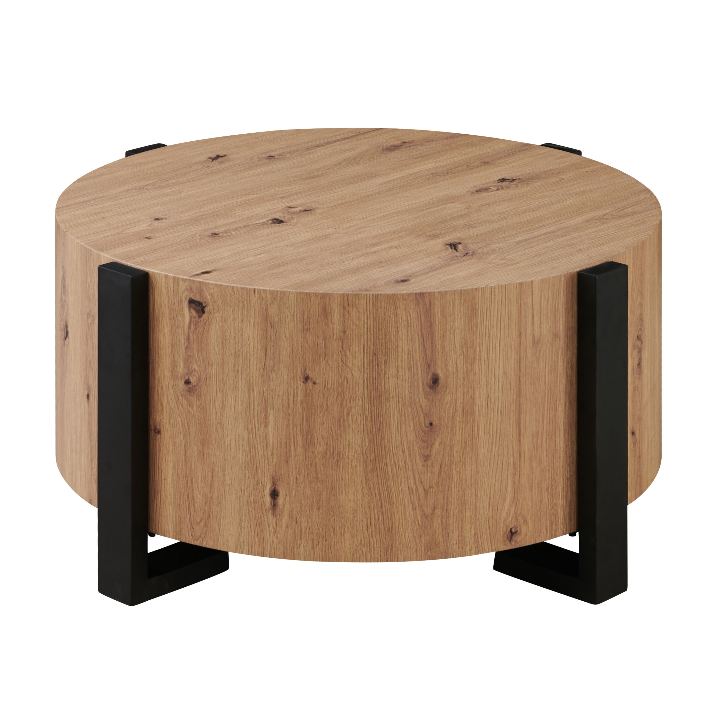 Faux Wood Round Cocktail Table