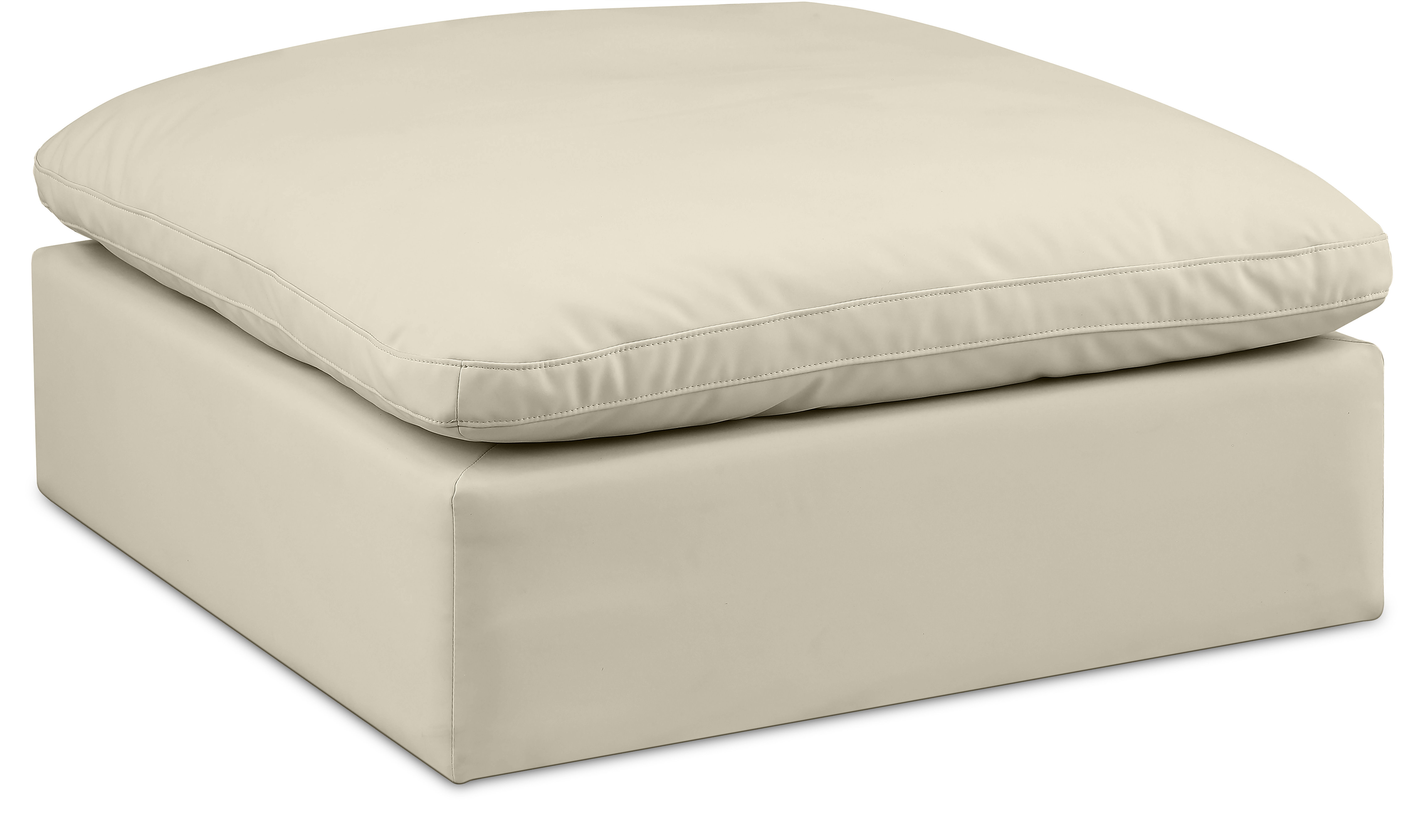 Comfy - Faux Leather Ottoman - Cream