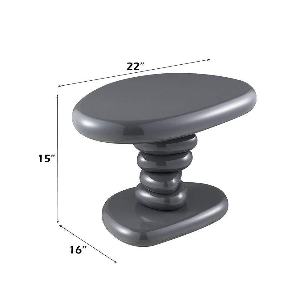 Charlene - End Table - Gray High Gloss, dark gray, view 3