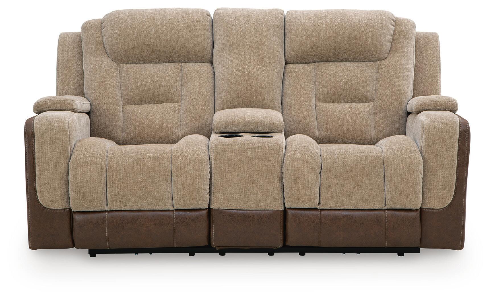 Ashley Furniture Mixed Motion - Power Reclining Loveseat With Console / Adjustable Headrest - Brownstone - Image 4