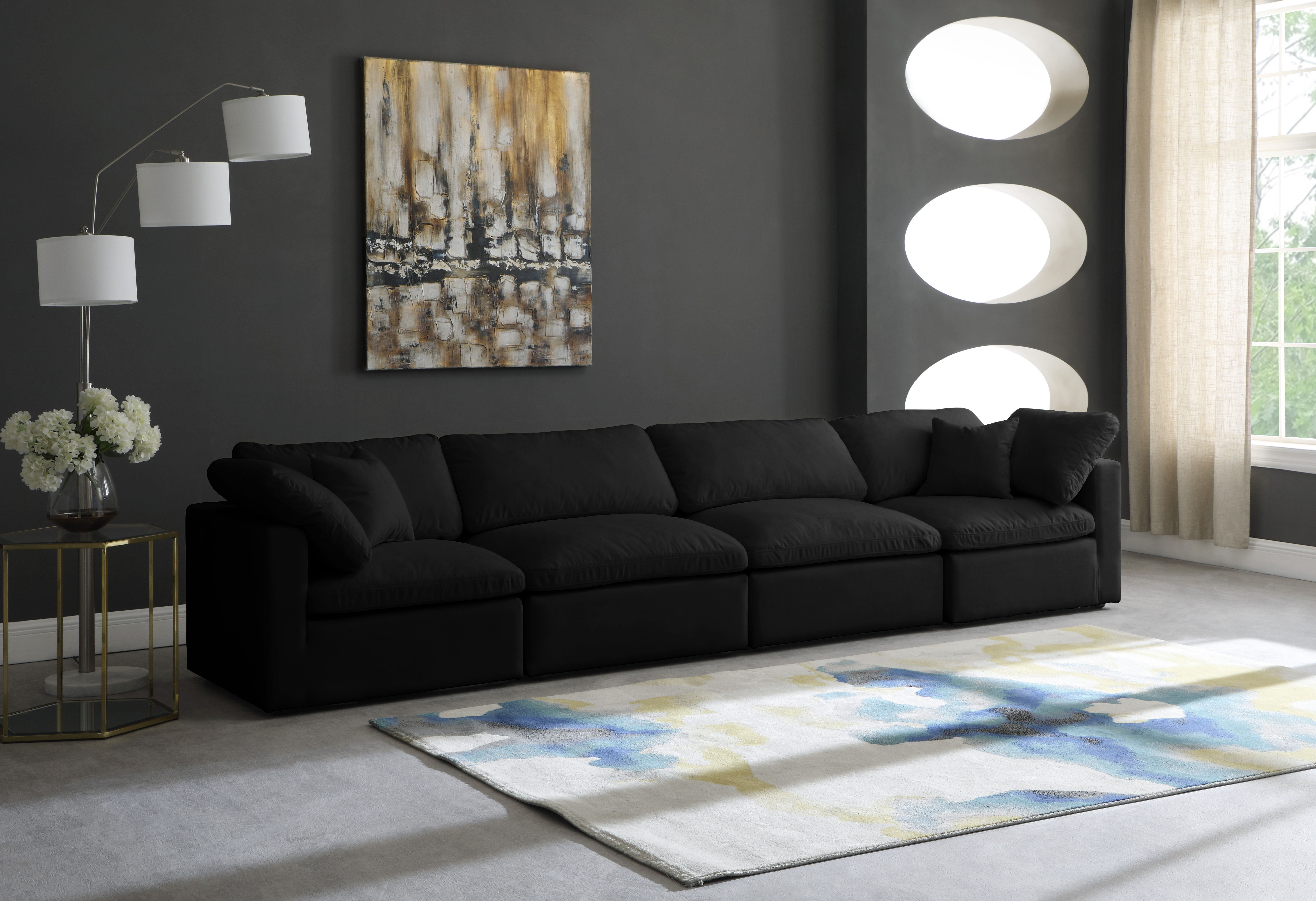 Plush - 4 Piece Modular Sofa - Black