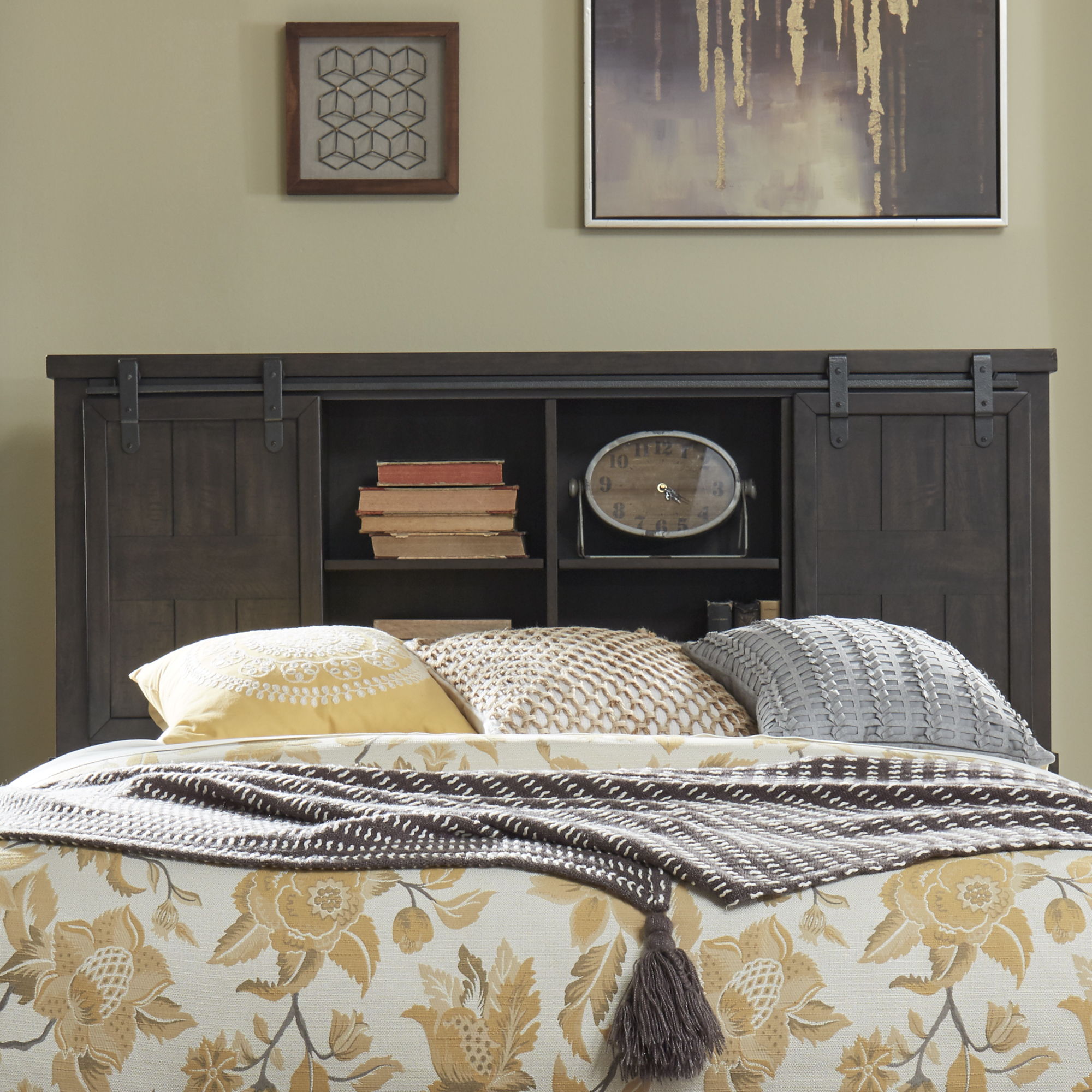Liberty Furniture Thornwood Hills - Queen Bookcase Headboard - Dark Brown