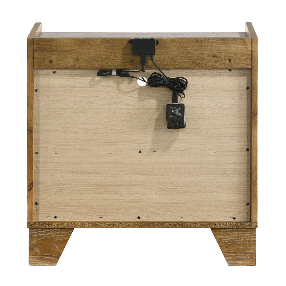 Garcia - Nightstand With LED - Light Brown, light brown, view 4