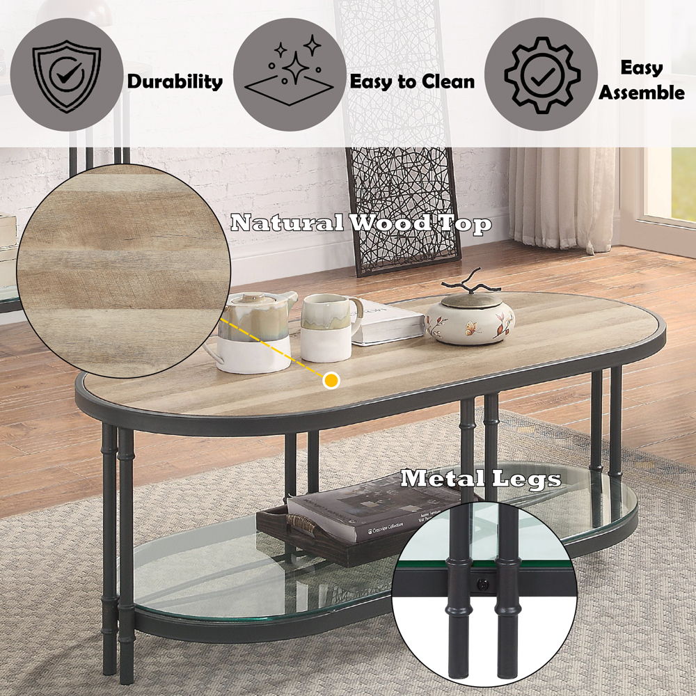 Brantley - Coffee Table - Oak & Sandy Black, light brown, view 7