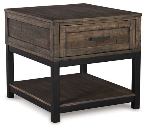 Johurst - Rectangular End Table - Grayish Brown, dark brown