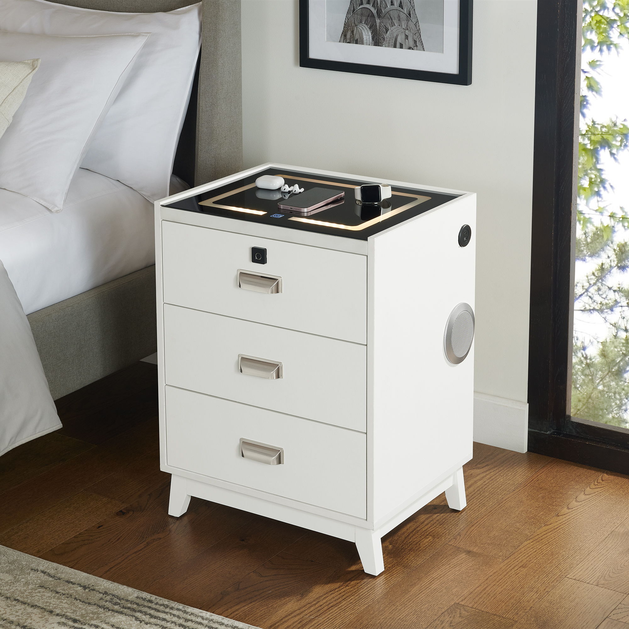 Rio - Nightstand With Electronic Features - White