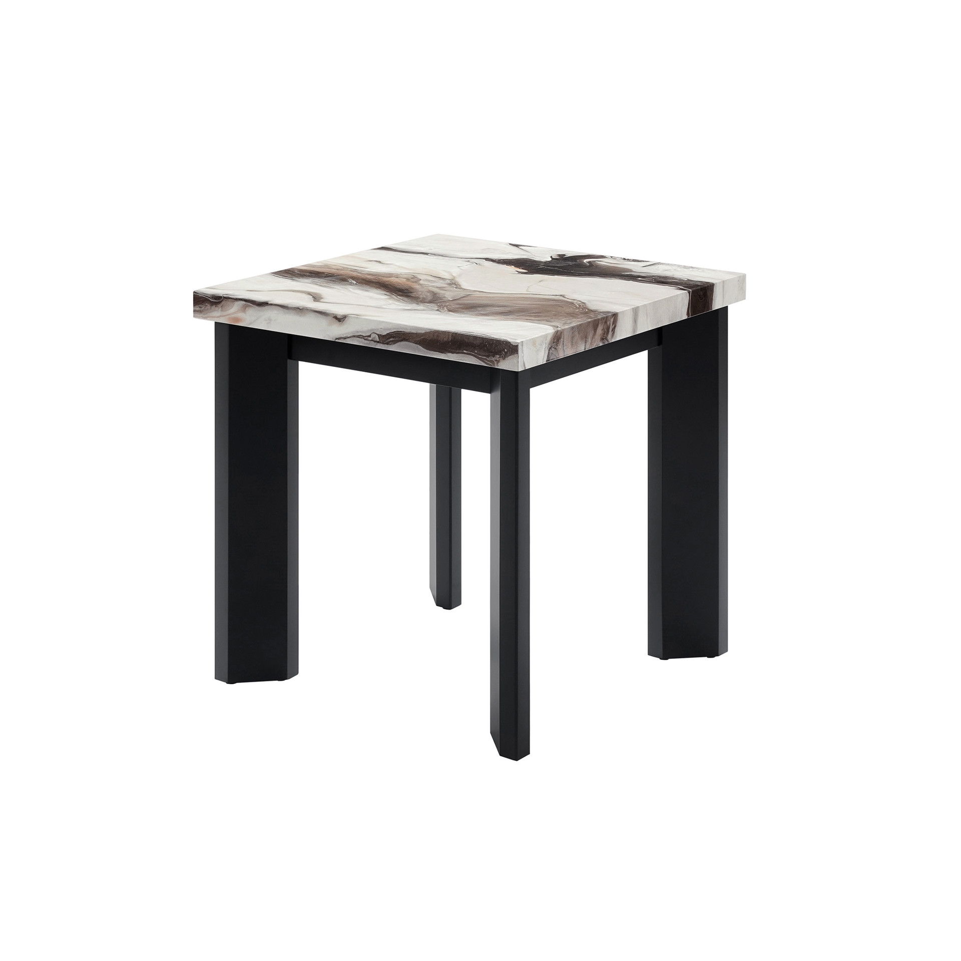 Strata - Faux Marble 3 Piece Occasional Set (1 Coffee & 2 End Tables) - Black / White, black, view 6
