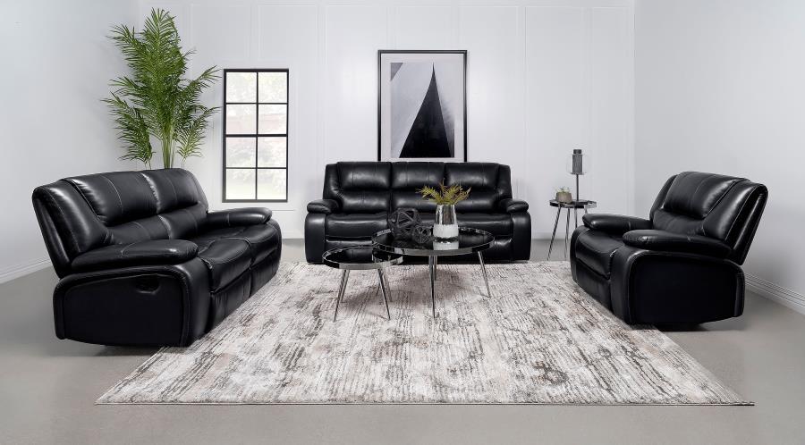 3 Piece Reclining Living Room Set - Black