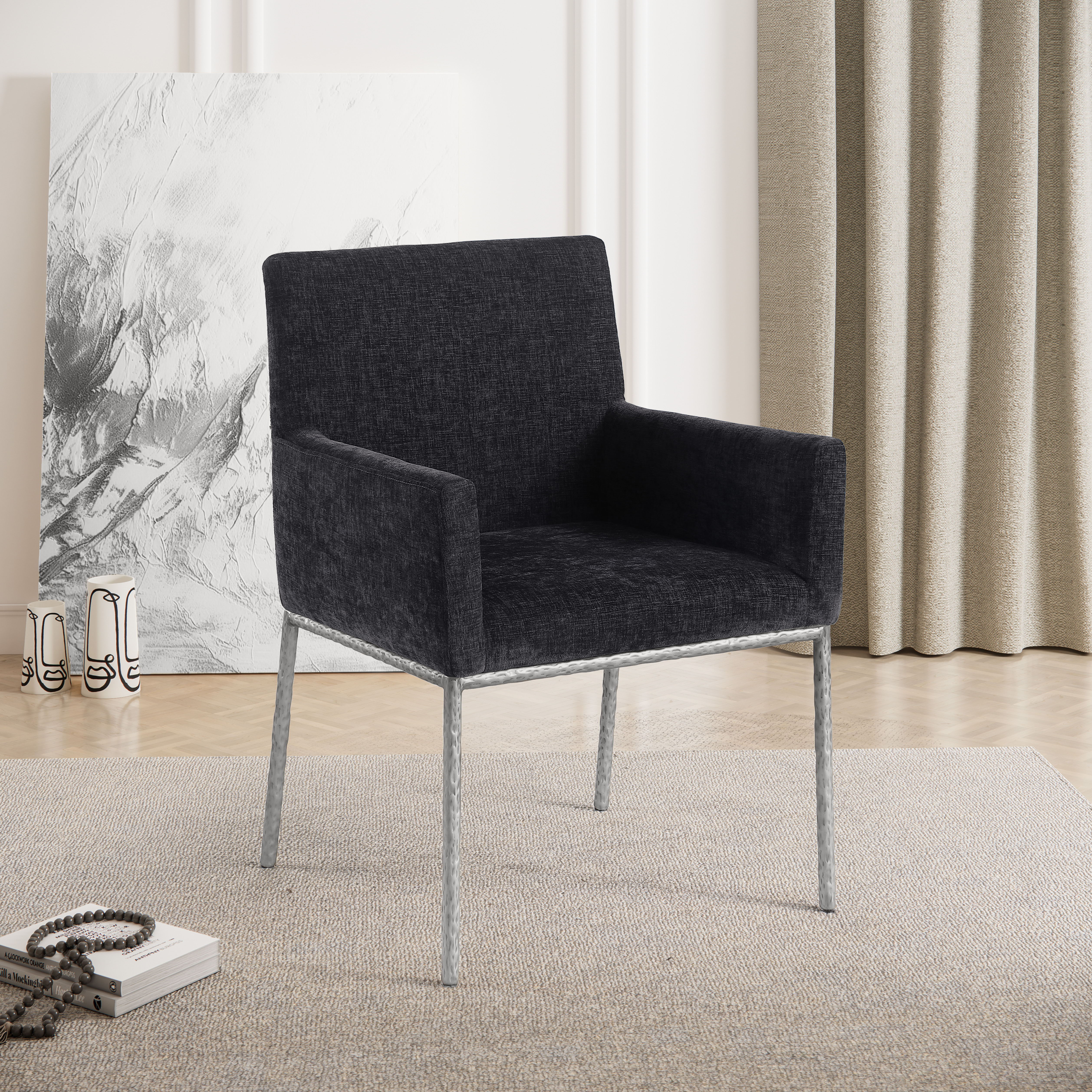 Reeves - Dining Chair With Silver Legs (Set of 2) - Black