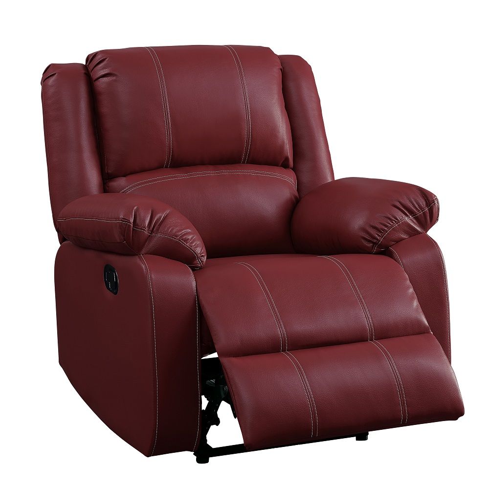 Zuriel - Motion Rocker Recliner - Red Synthetic Leather, red, view 2