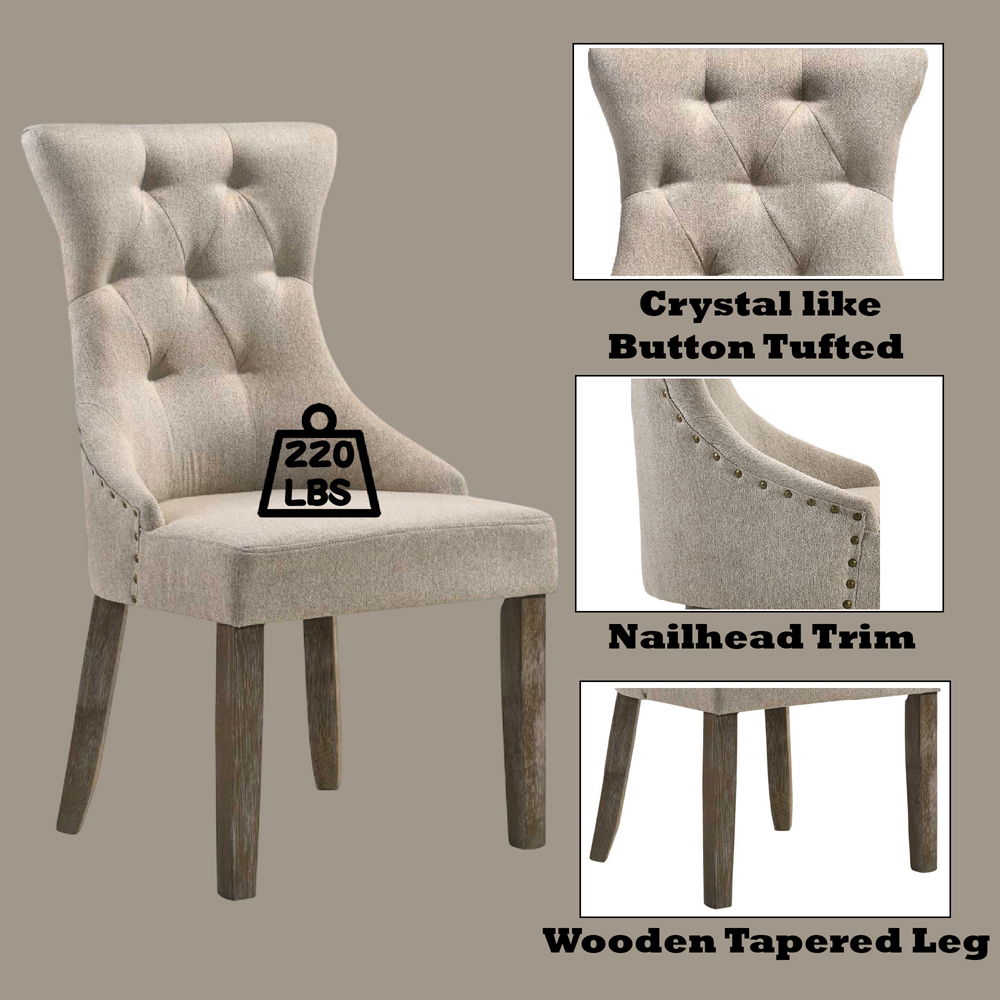 Gabrian - Side Chair (Set of 2) - Two-Tone Beige Fabric & Reclaimed Gray, beige, view 6
