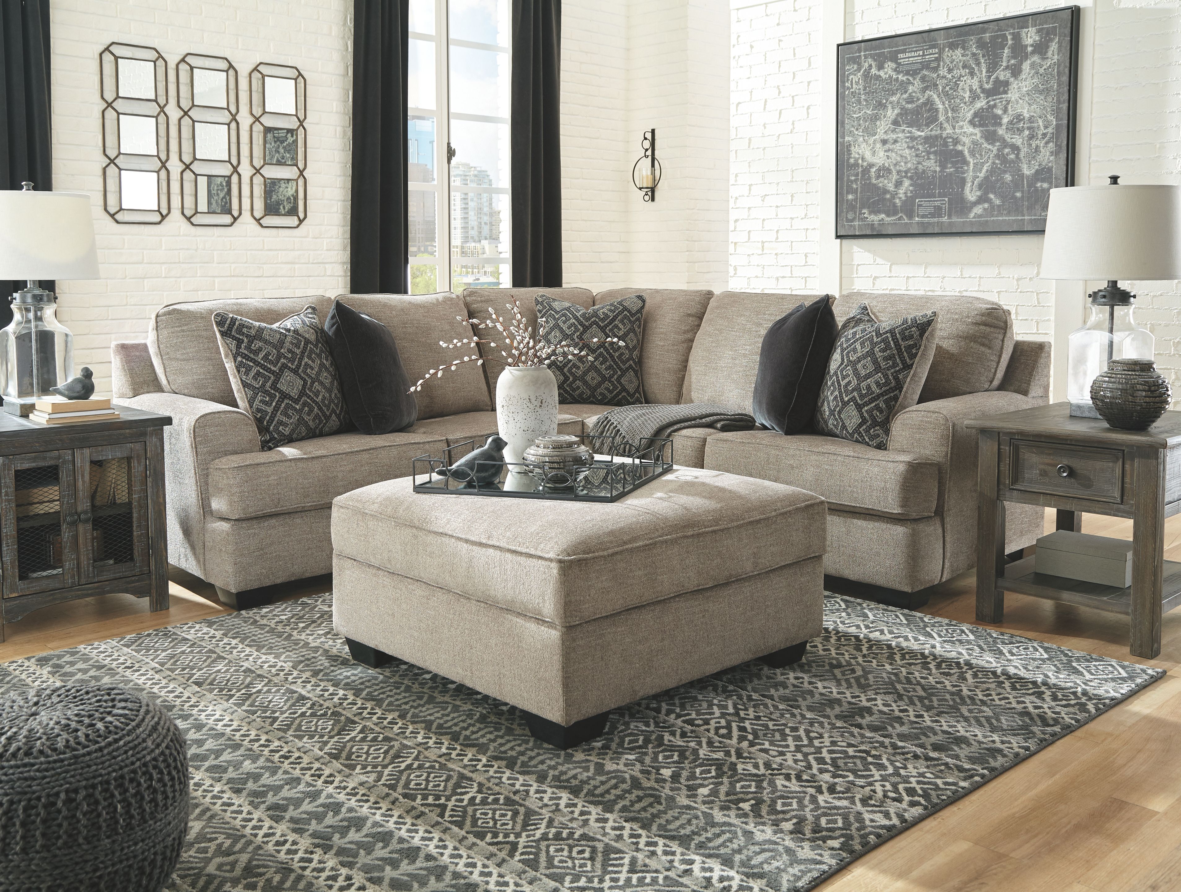 3 Pc · Right Arm Facing Sofa with Corner Wedge 2 Pc Sectional, Ottoman